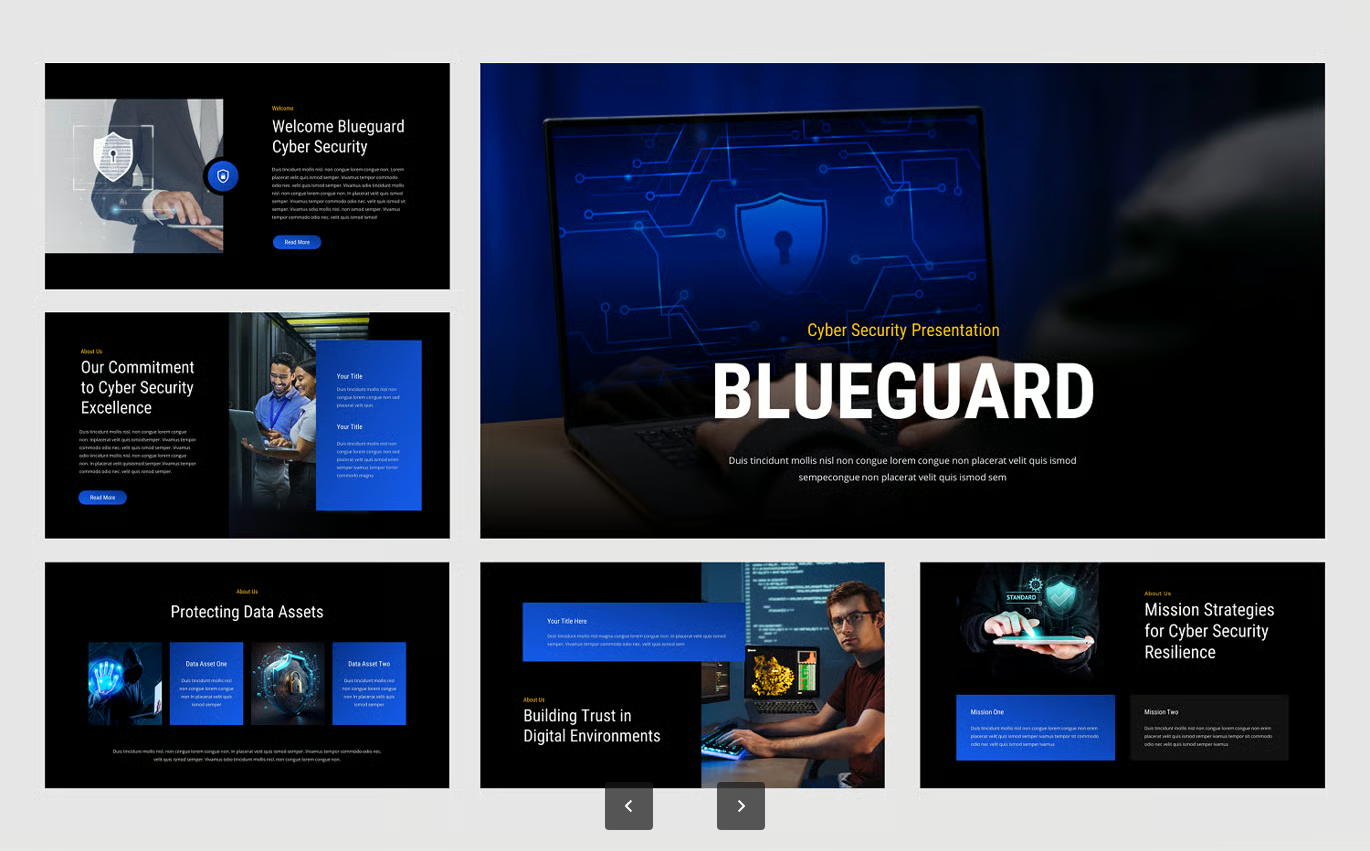 网络安全PPT模板高端商务风可编辑科技感演讲必备专业设计Blueguard - Cyber Security Keynote Template-果觅网