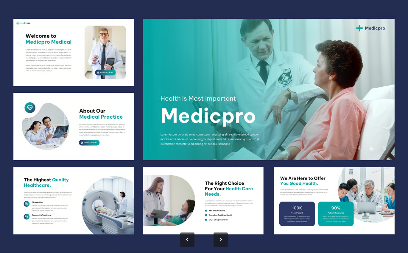 医疗PPT模板24+可编辑幻灯片医院汇报健康主题医学课件169Medicpro - Medical Keynote Template-果觅网