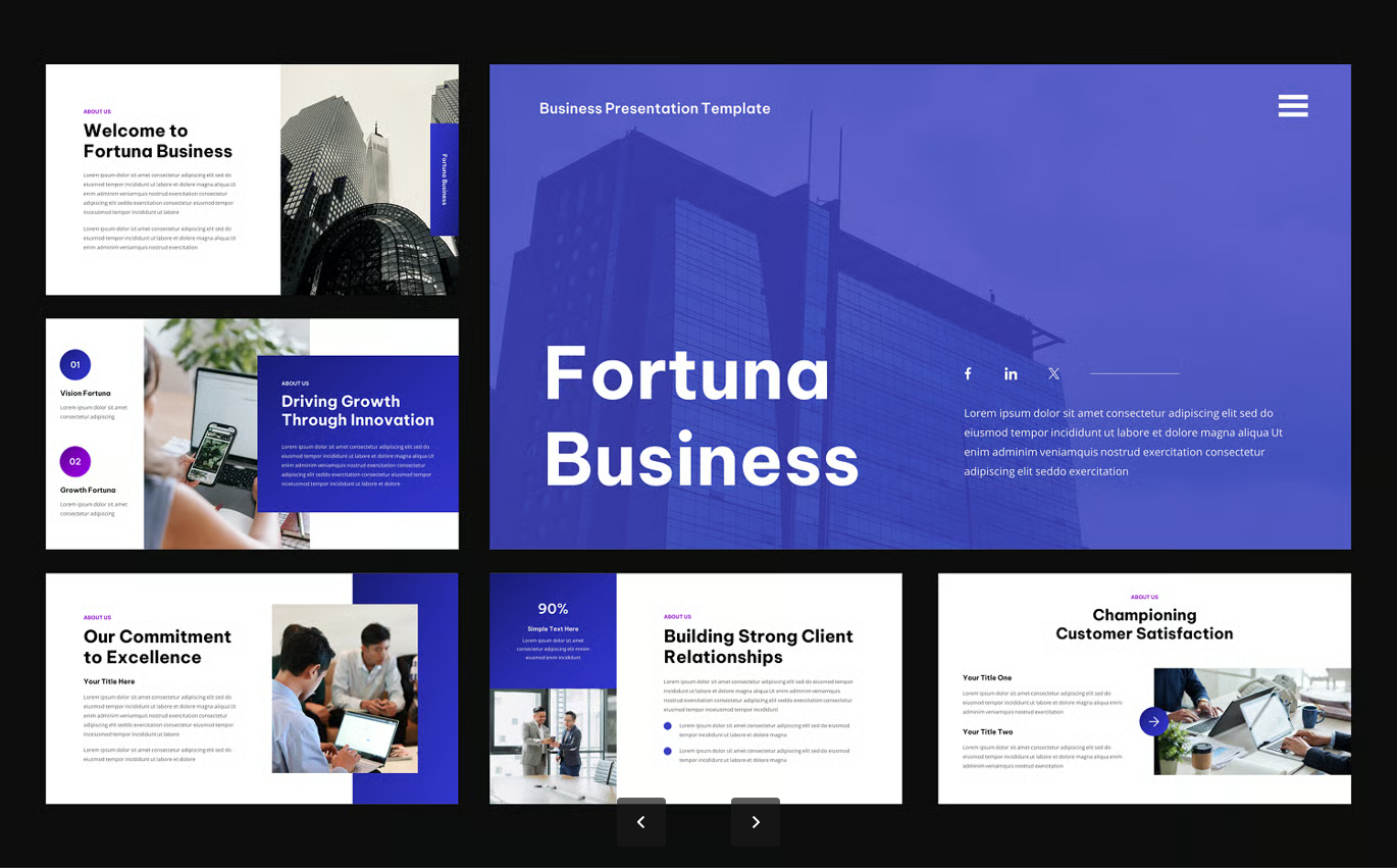 高端商务PPT模板24页可编辑企业演示文稿科技感创意幻灯片Fortuna - Business Keynote Template-果觅网