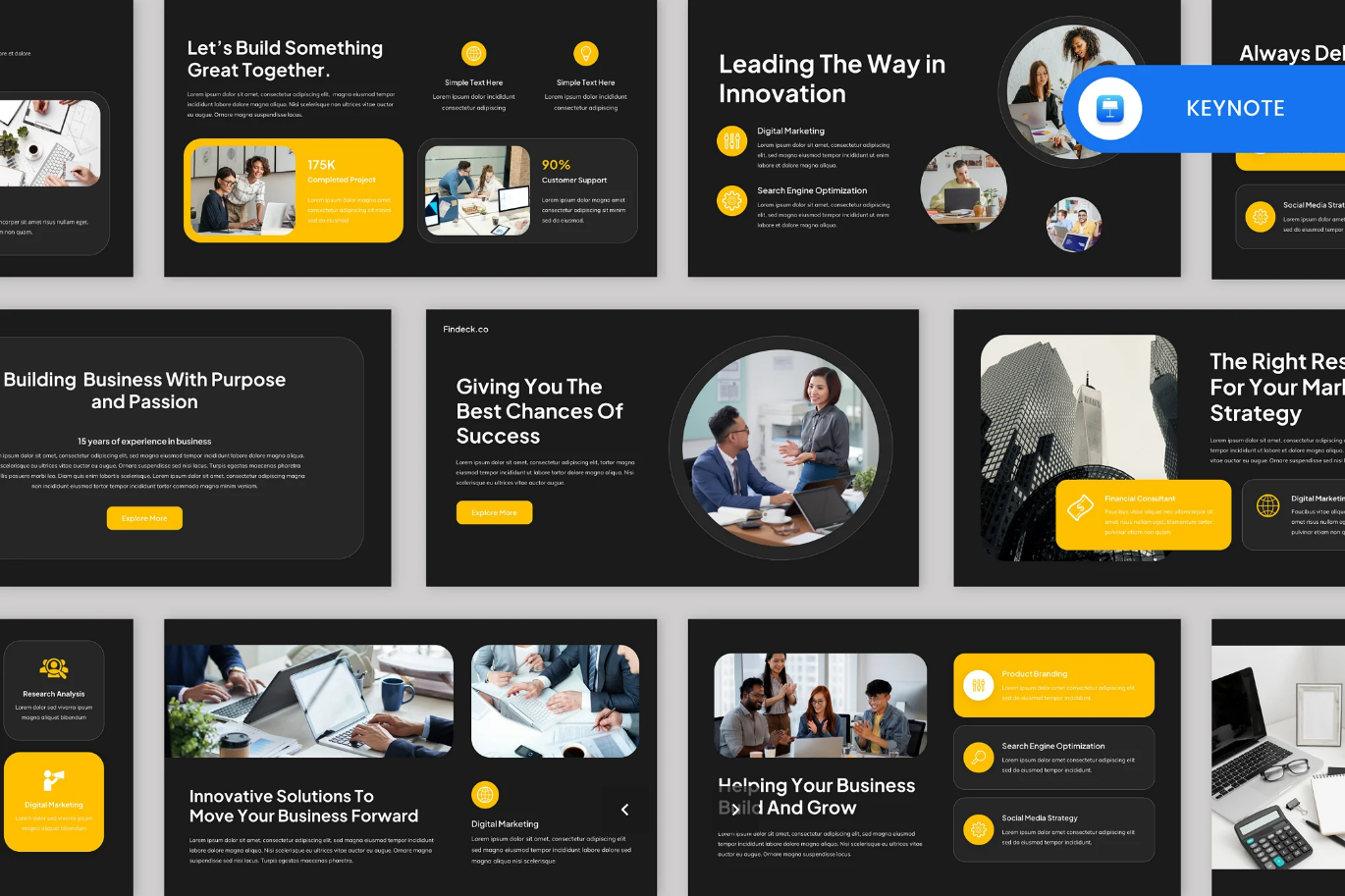 G7248 高端商务PPT模板30页可编辑企业路演创业融资幻灯片Findeck – Pitch Deck Keynote Template
