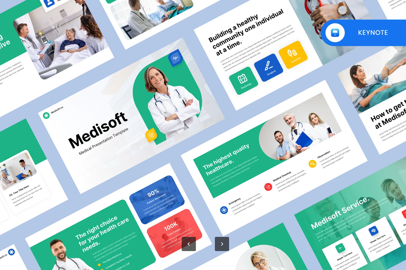 G7261 医疗PPT模板30页可编辑医学课件Keynote医院汇报演示素材Medisoft – Medical Keynote Template