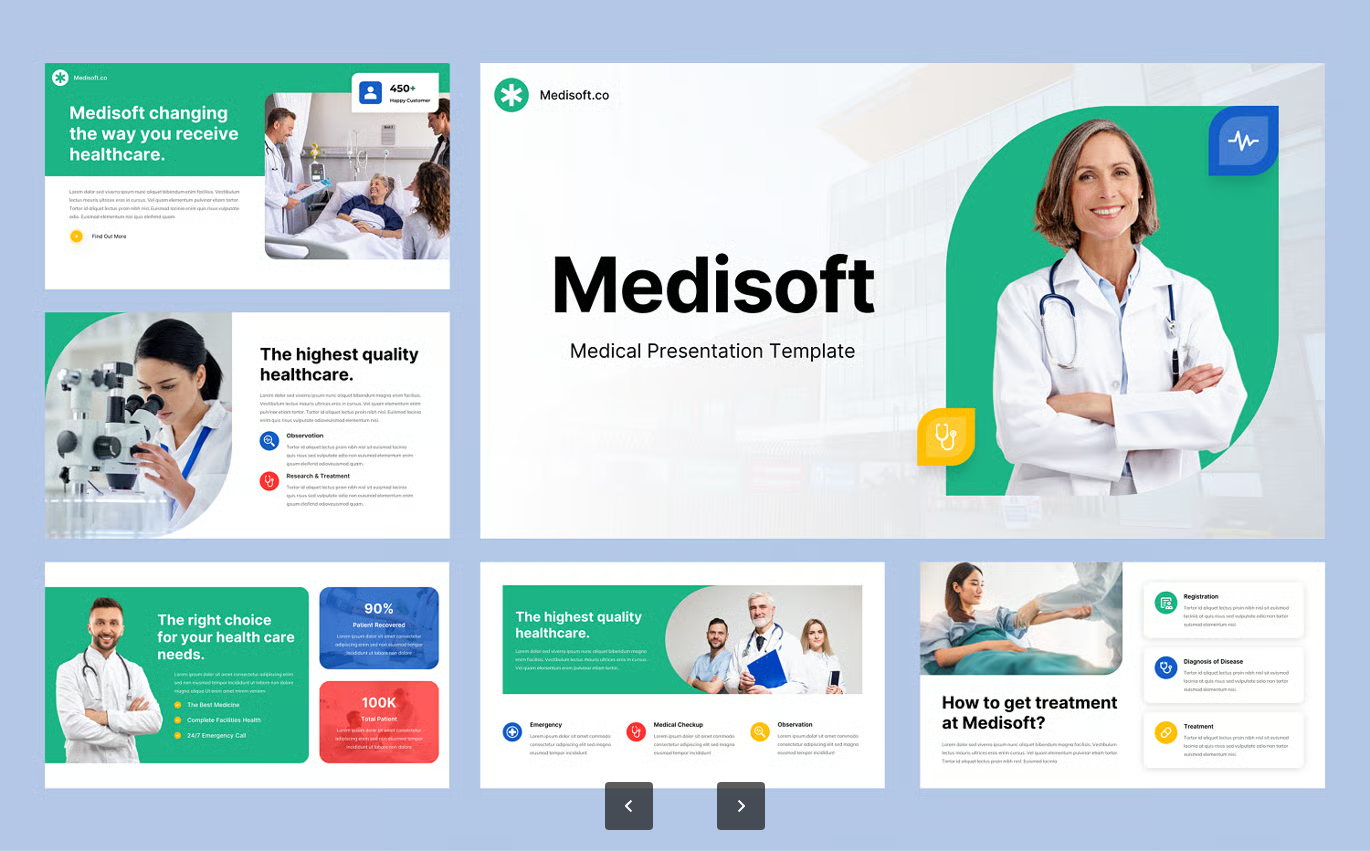 医疗PPT模板30页可编辑医学课件Keynote医院汇报演示素材Medisoft - Medical Keynote Template-果觅网