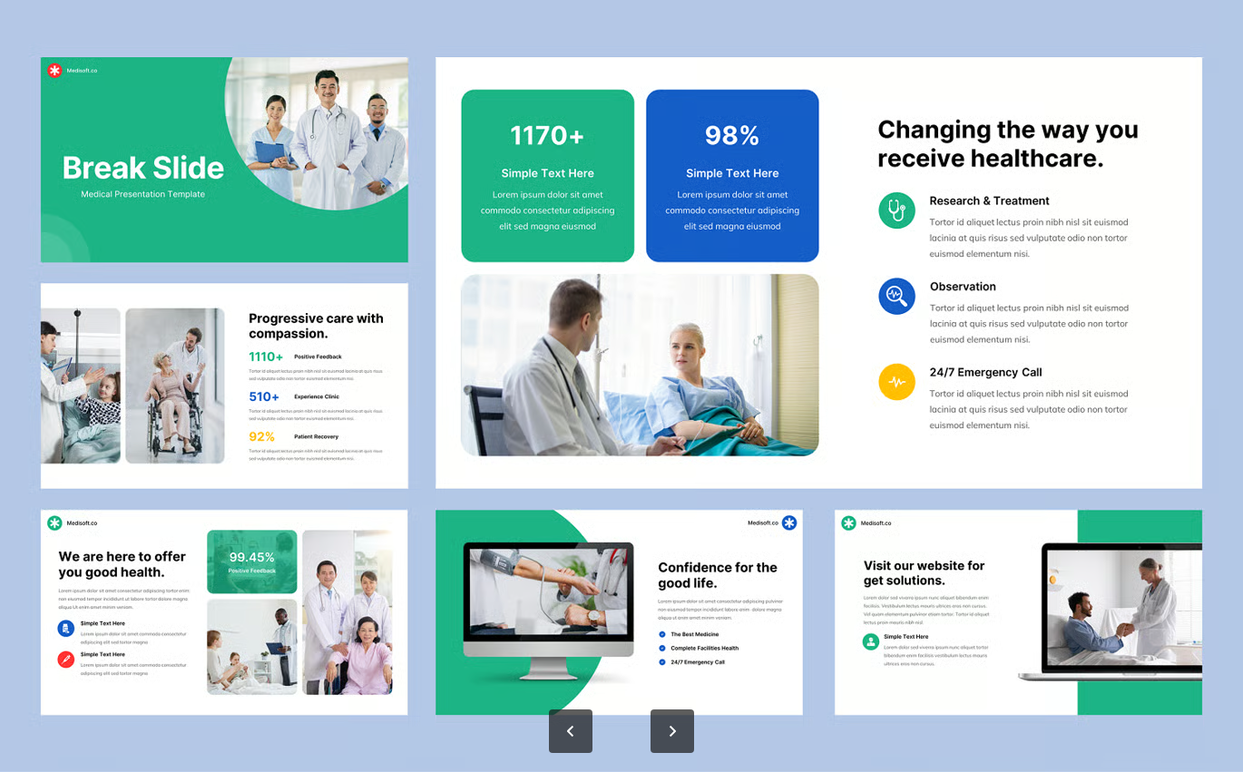 医疗PPT模板30页可编辑医学课件Keynote医院汇报演示素材Medisoft - Medical Keynote Template-果觅网