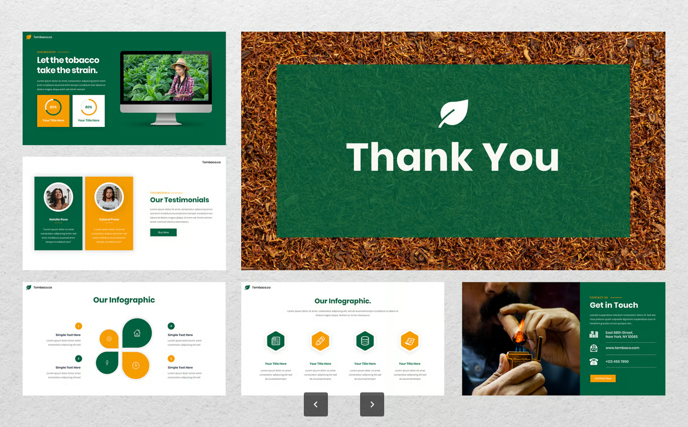 烟草行业商务PPT模板30页可编辑Keynote幻灯片农业医疗公司介绍Tembaco - Tobacco Keynote Template-果觅网