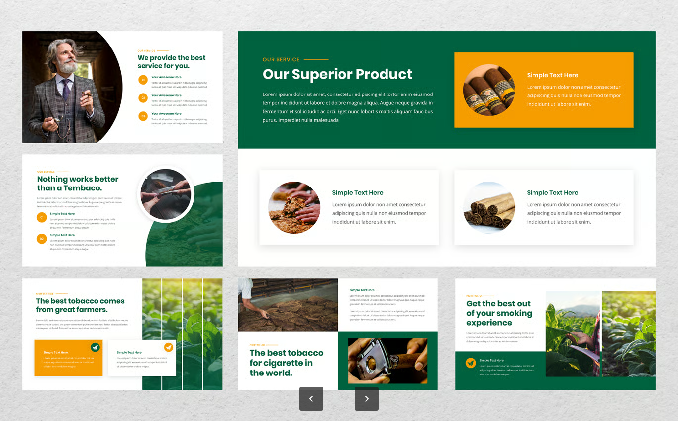 烟草行业商务PPT模板30页可编辑Keynote幻灯片农业医疗公司介绍Tembaco - Tobacco Keynote Template-果觅网