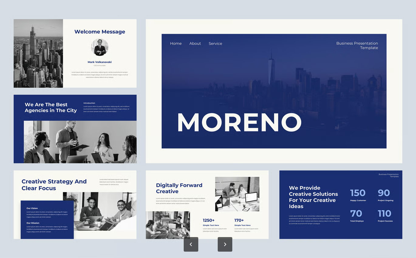 商务PPT模板企业介绍创意设计可编辑商业计划书路演方案Moreno - Business Keynote Template-果觅网