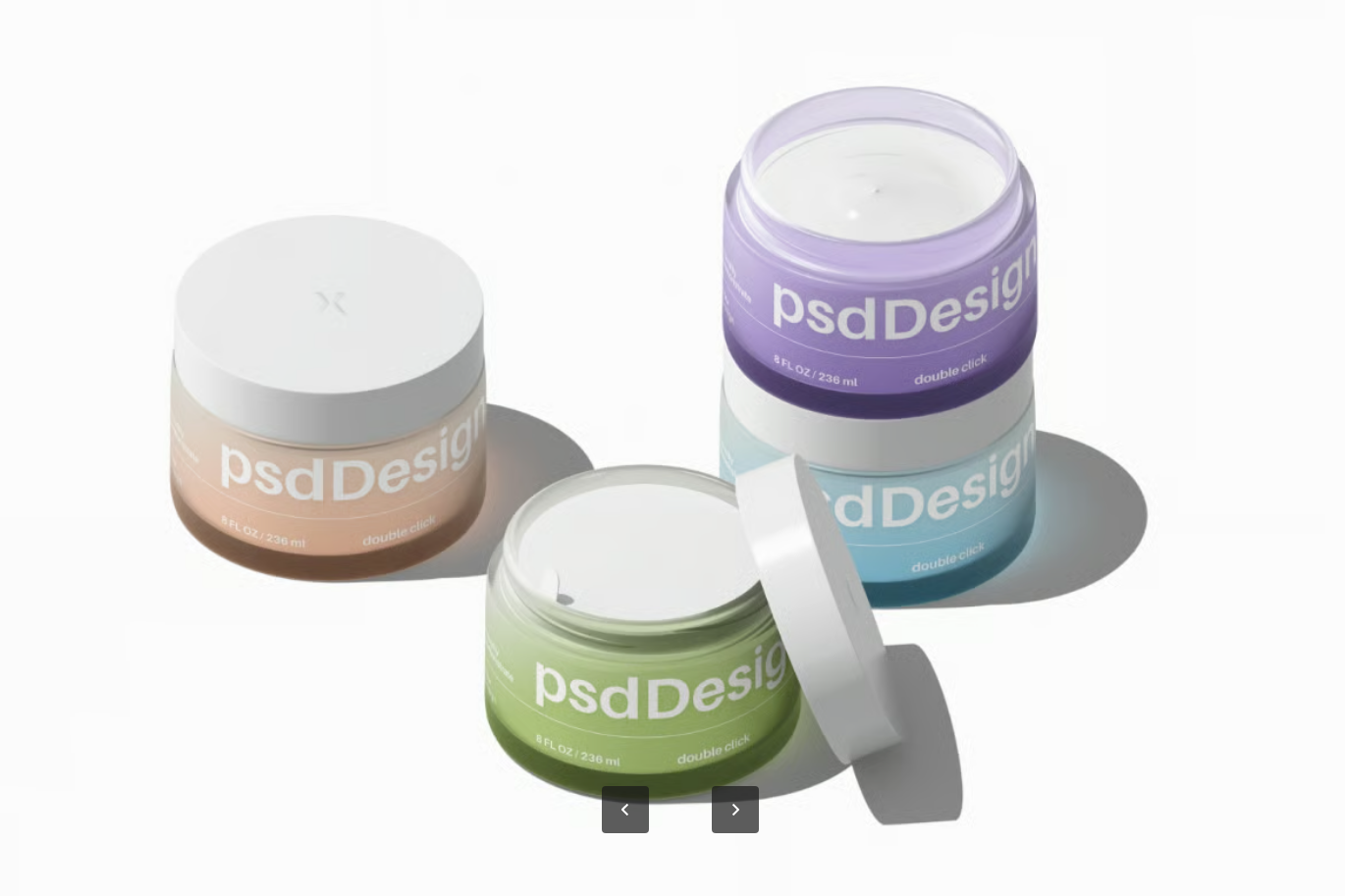化妆品瓶PSD分层模板6000x4500智能对象可编辑高清贴图设计素材Cosmetic Jar Mockup Set-果觅网