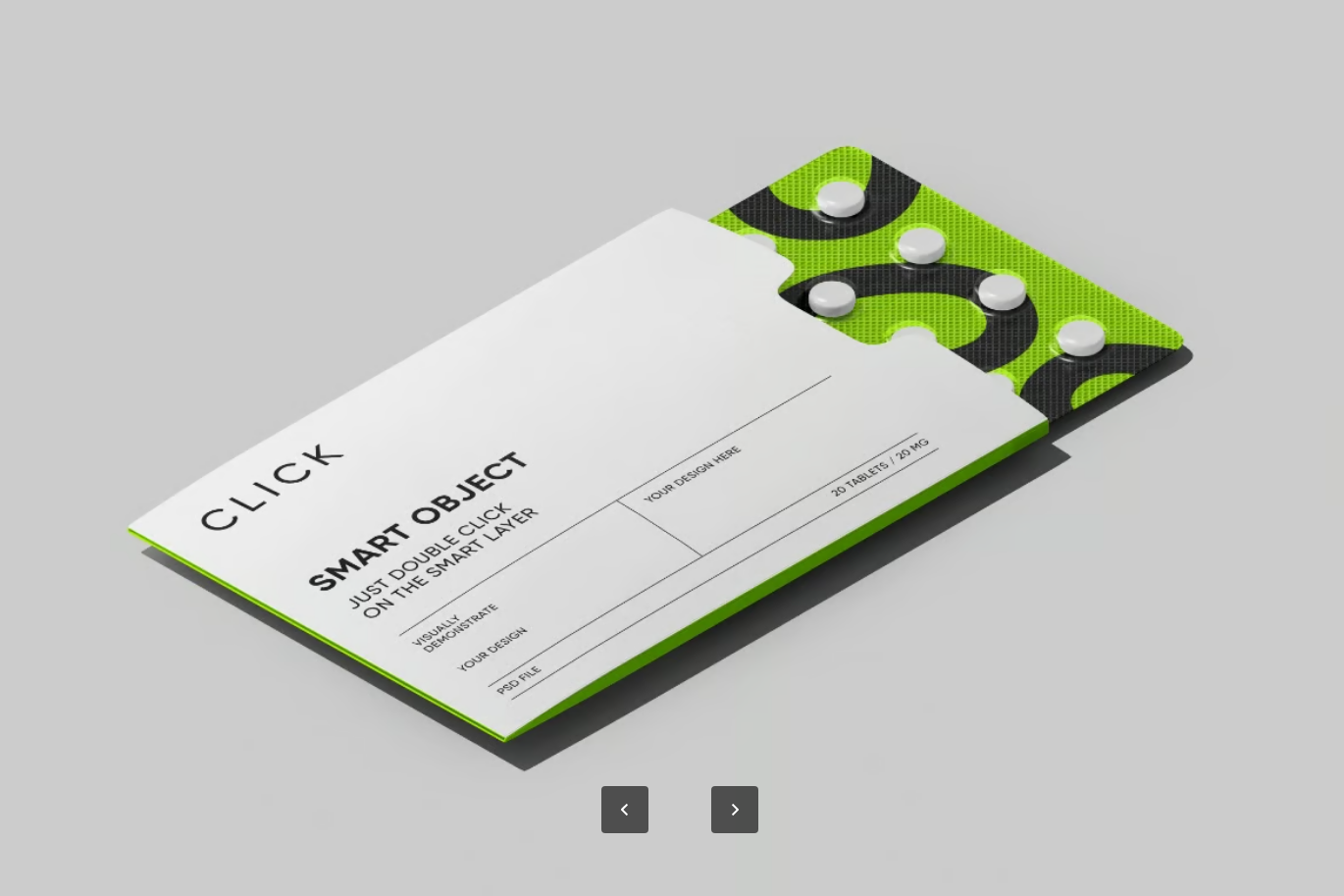高分辨率6000x4500智能对象PSD分层透明背景包装样机模板Pills Box Packaging Mockup-果觅网