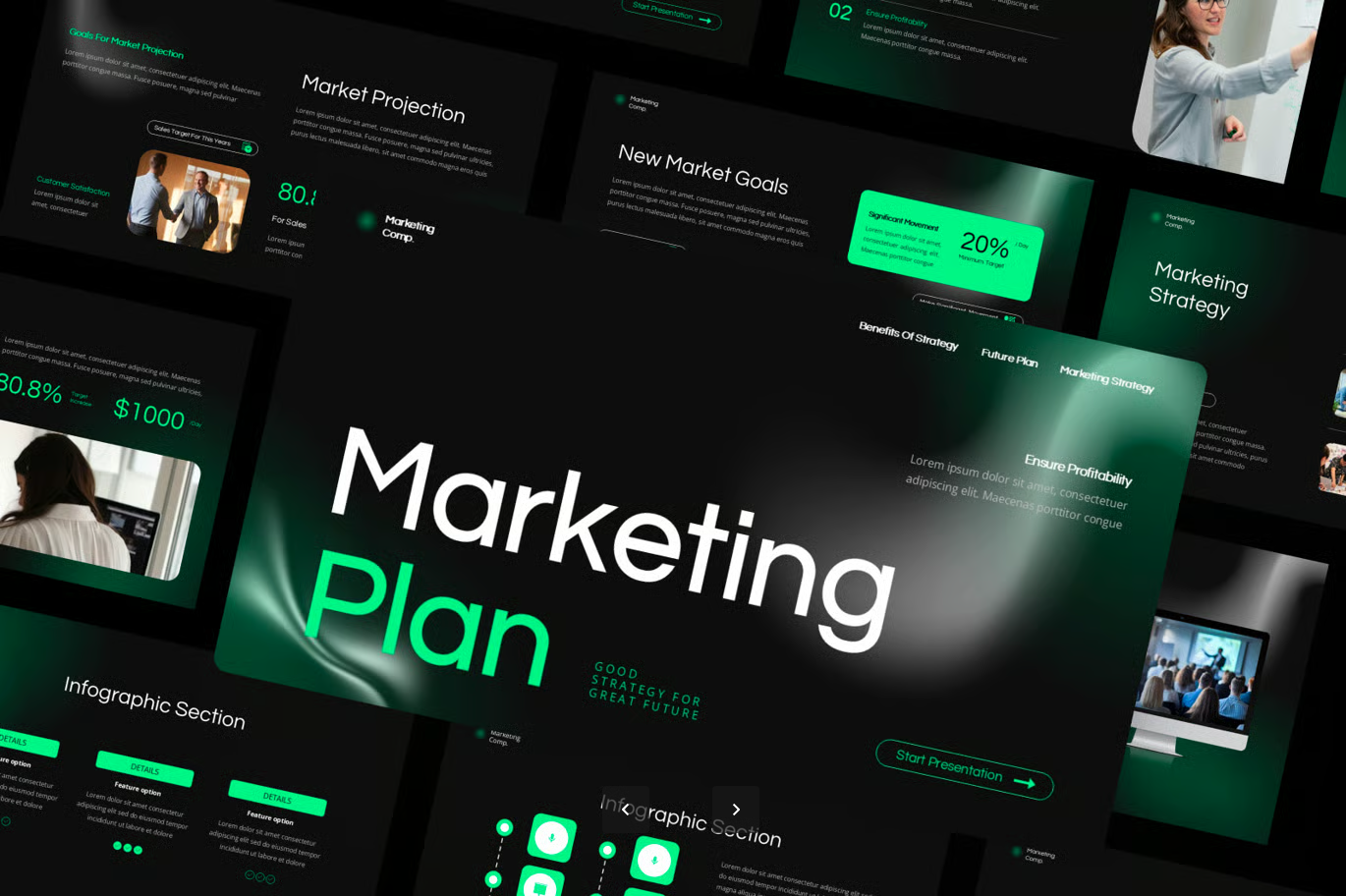 专业市场营销战略规划PPT模板企业品牌推广商业策划方案年度报告Marketing Plan-果觅网
