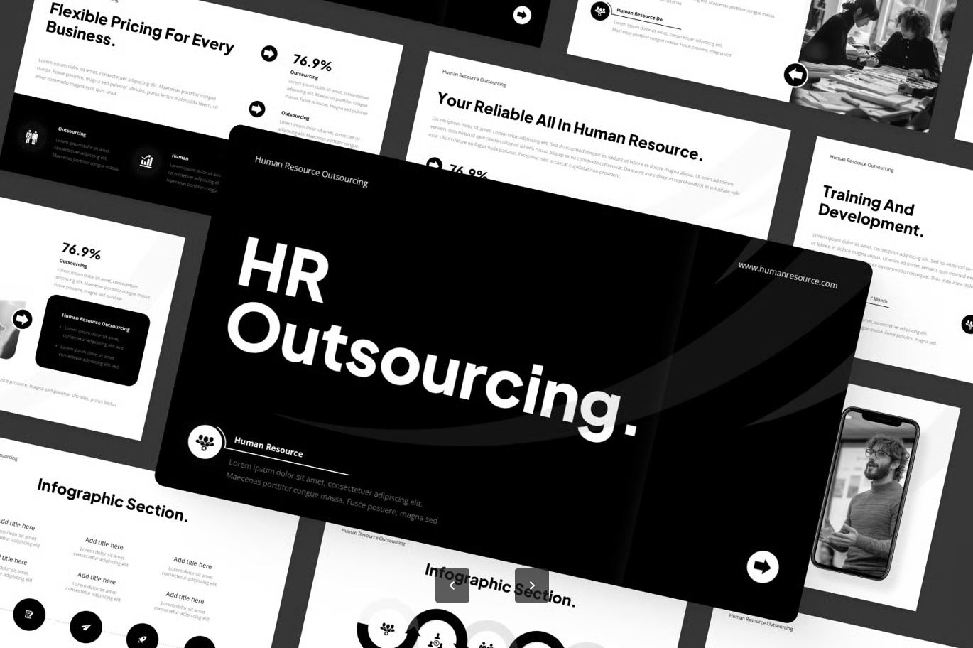 专业HR外包方案定制PPT模板提升企业形象咨询公司必备演示文稿HR Outsourcing-果觅网