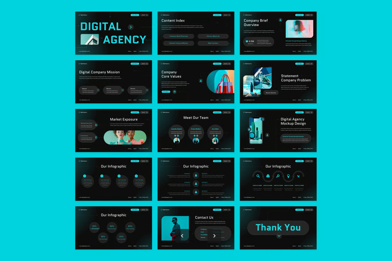 创意机构专用数字营销模板企业官网设计方案品牌提案展示工具Digital Agency-果觅网