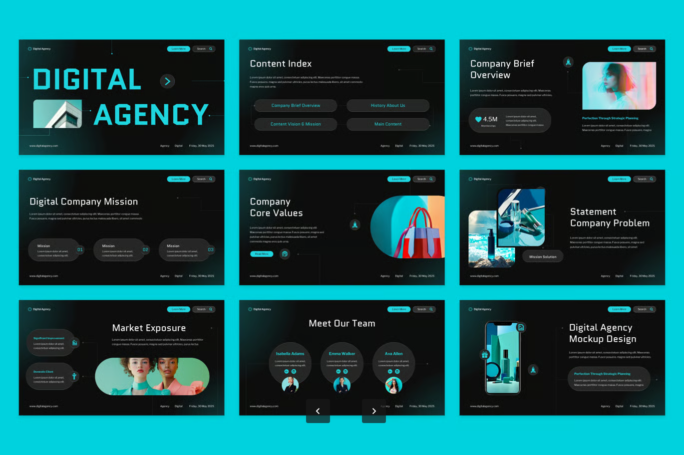 创意机构专用数字营销模板企业官网设计方案品牌提案展示工具Digital Agency-果觅网