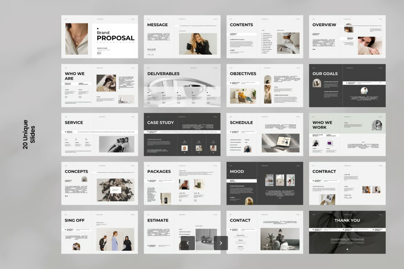 高端品牌提案PPT模板20页可编辑企业VI定制商务演示文稿设计Brand Proposal PowerPoint Presentation-果觅网