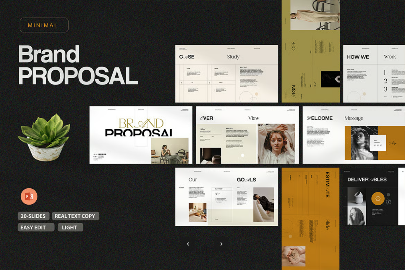 高端商务品牌提案PPT模板可编辑设计师专用创意方案报价单Brand Proposal Template-果觅网