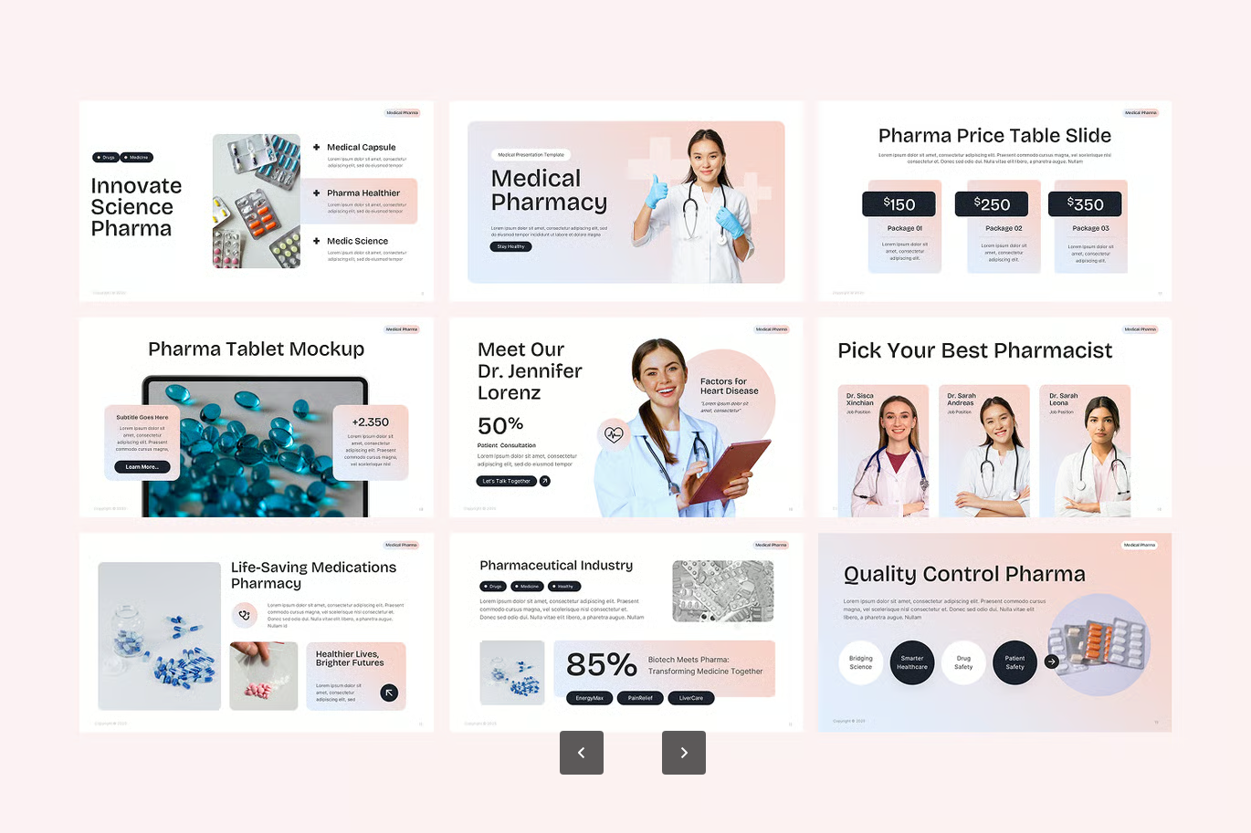专业医疗药房PPT模板可编辑医用演示幻灯片商务路演设计素材Medical Pharmacy-果觅网