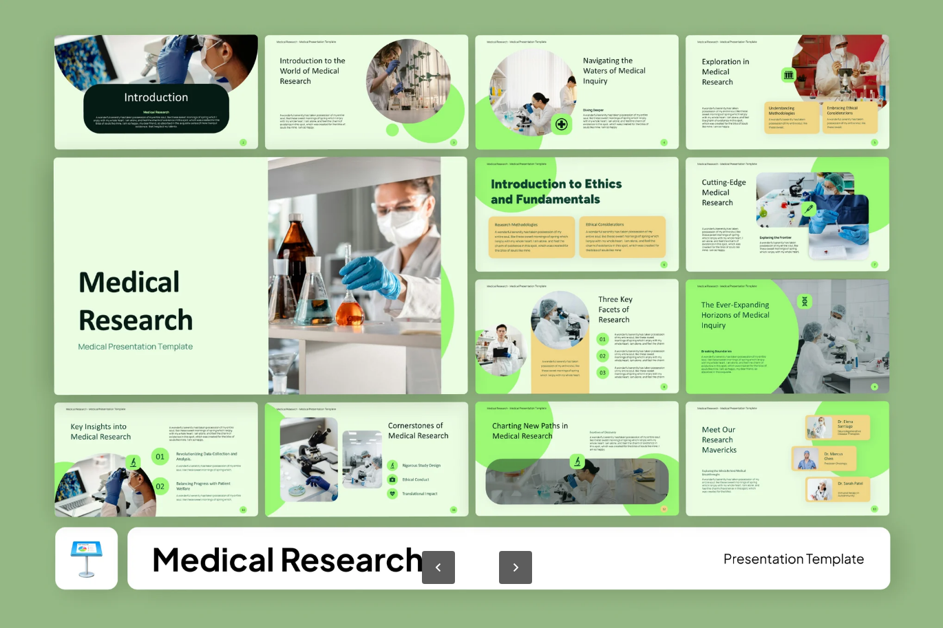 G7386 医学科研Keynote模板20页高端学术报告幻灯片创意设计可编辑Medical Research Keynote