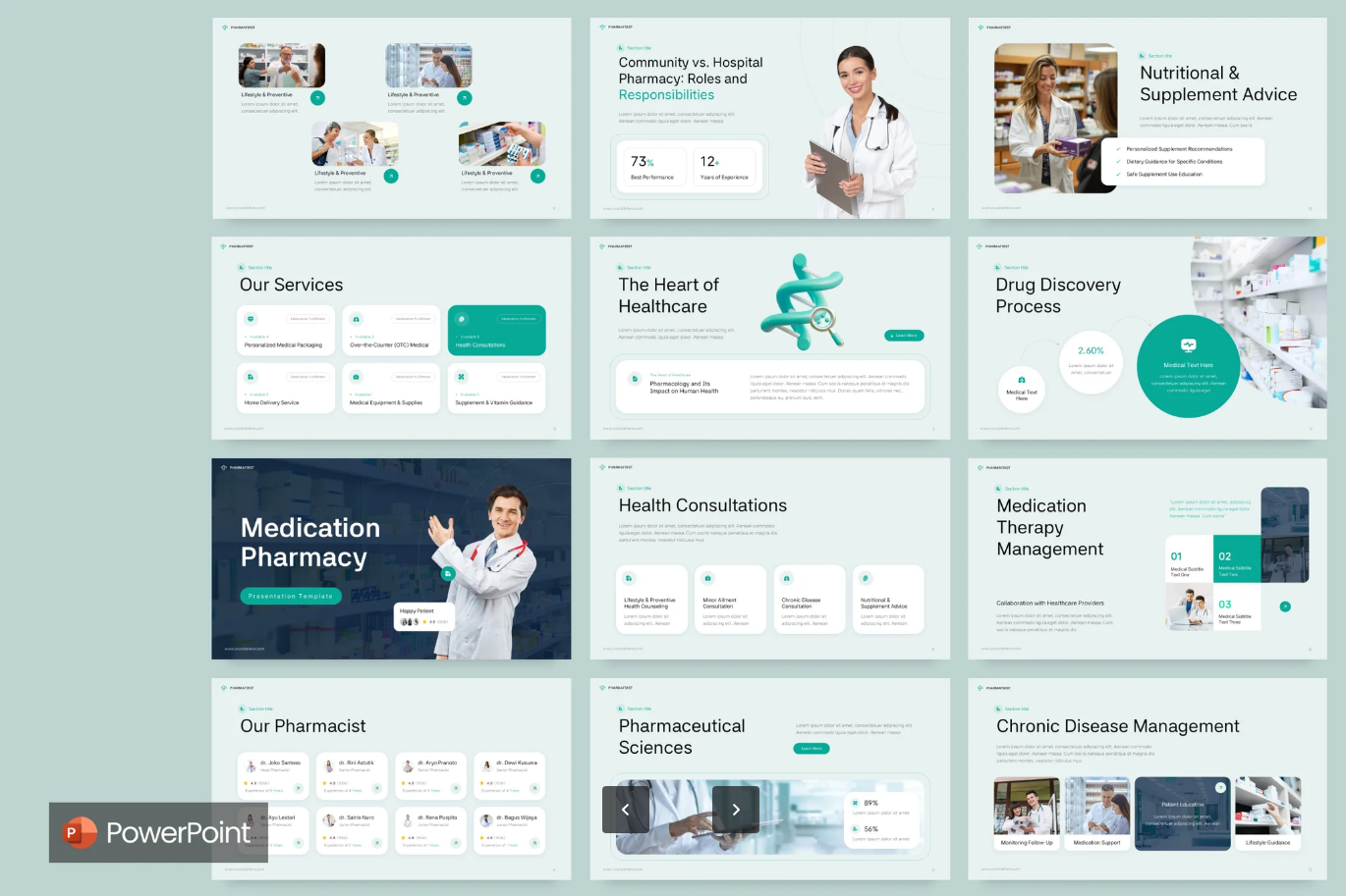 G7395 医疗医药高端可编辑商业路演健康行业PPT模板套装Medical Pharmacy