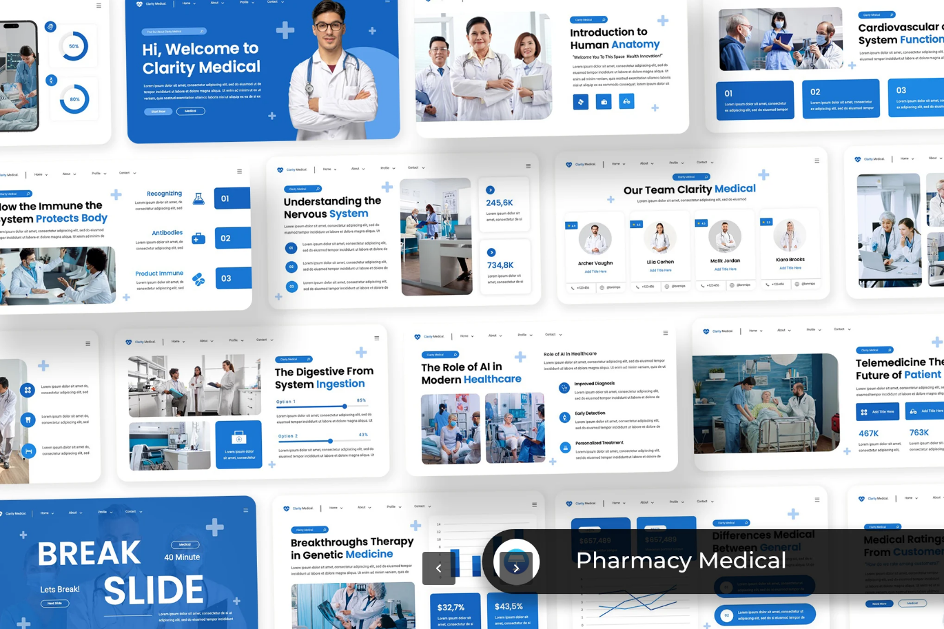 G7400 医药医疗创意PPT模板16 9宽屏易编辑商务演示Pharmacy Medical