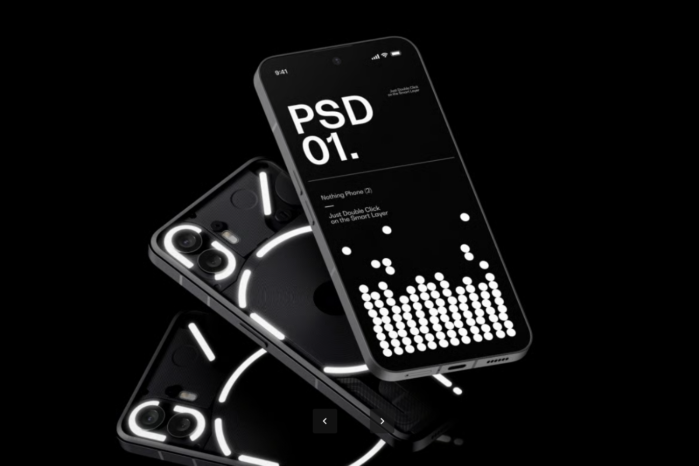 高分辨率PSD手机模型模板透明背景分层可编辑设计素材智能对象图层Nothing Phone Mockup Set-果觅网