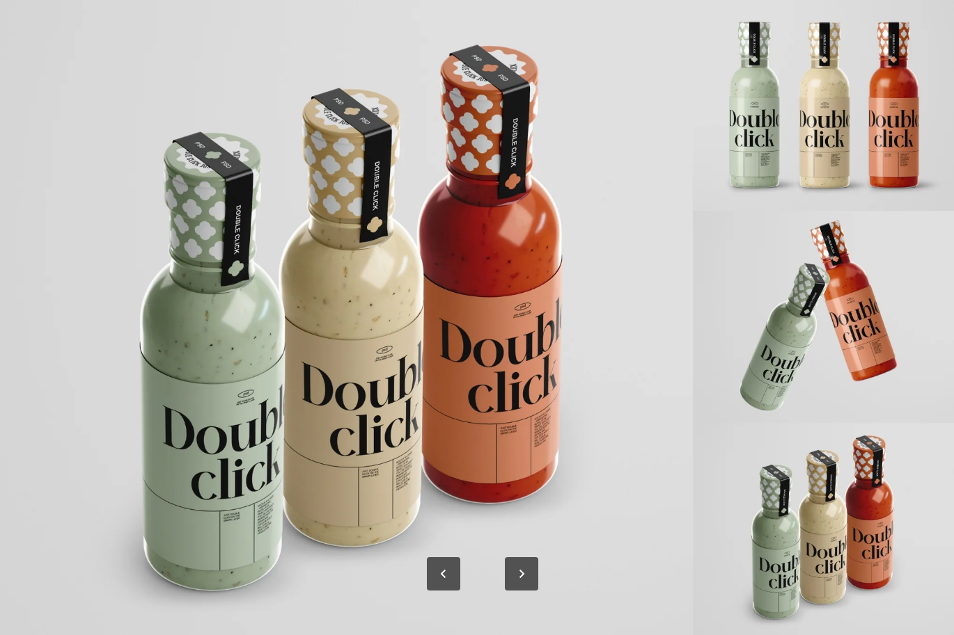 G7455 分层PSD样机智能对象透明背景高分辨率6000x4500px可编辑设计Sauce Bottle Mockup Set