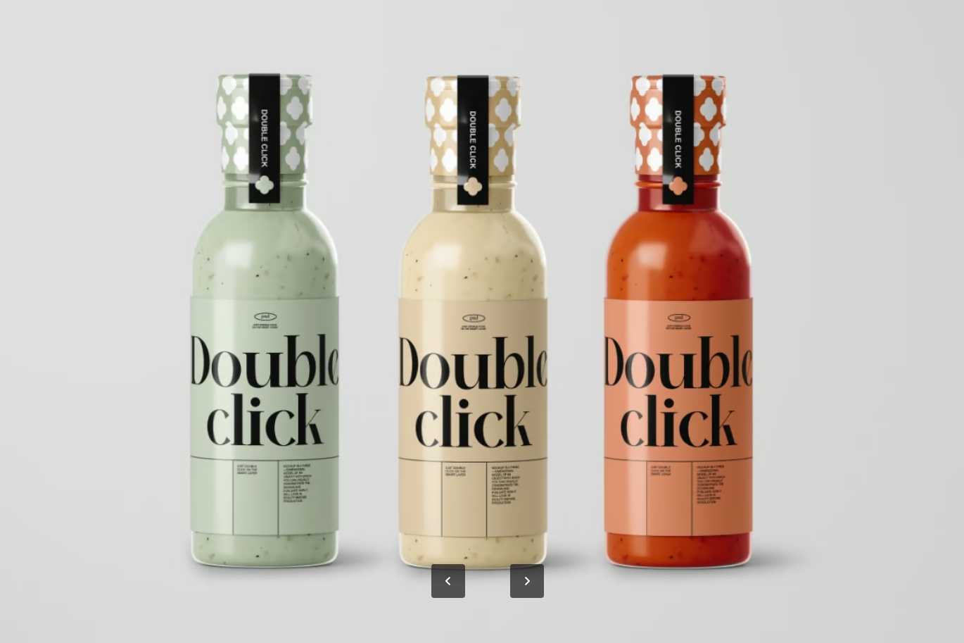 分层PSD样机智能对象透明背景高分辨率6000x4500px可编辑设计Sauce Bottle Mockup Set-果觅网