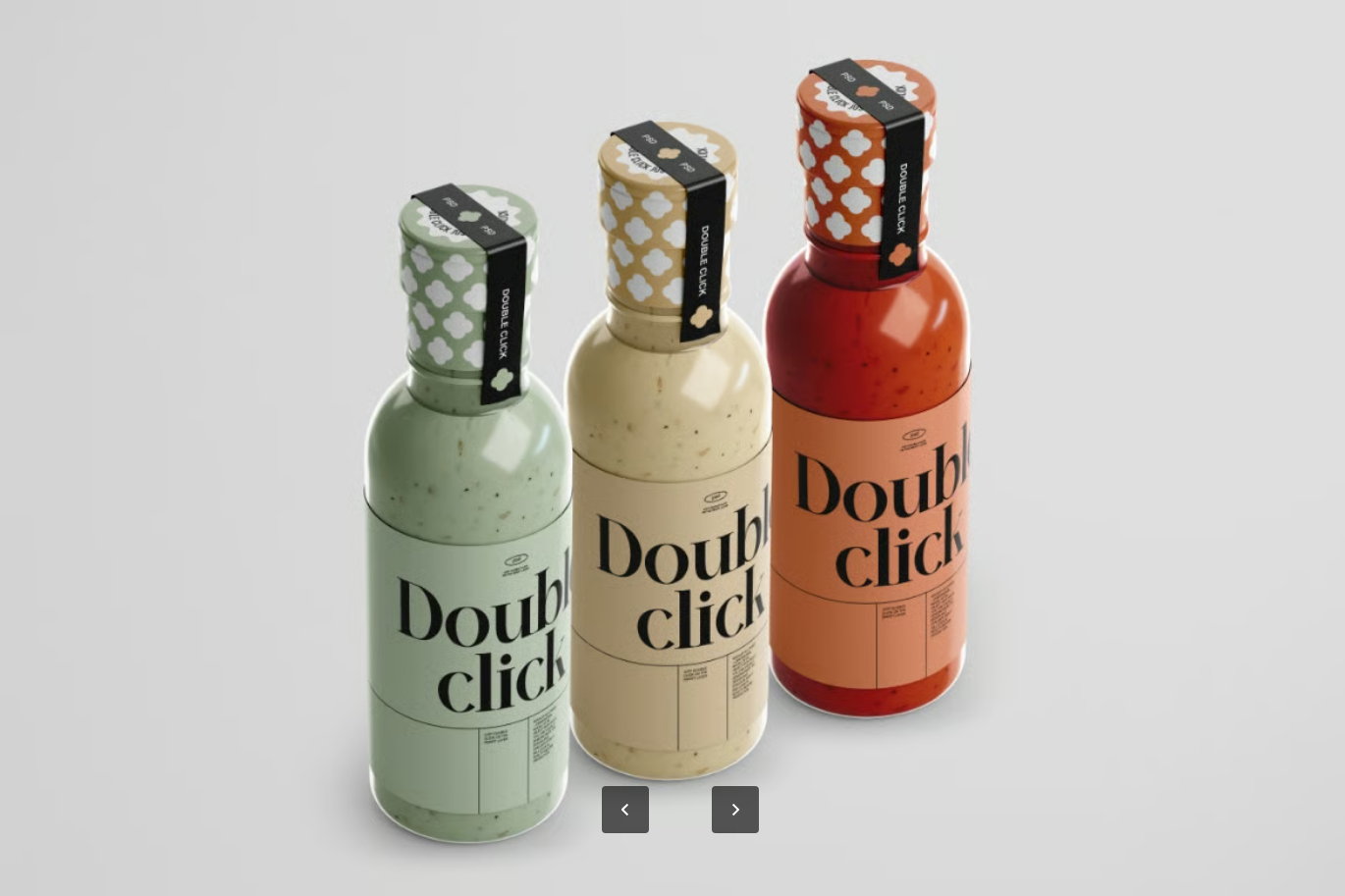分层PSD样机智能对象透明背景高分辨率6000x4500px可编辑设计Sauce Bottle Mockup Set-果觅网
