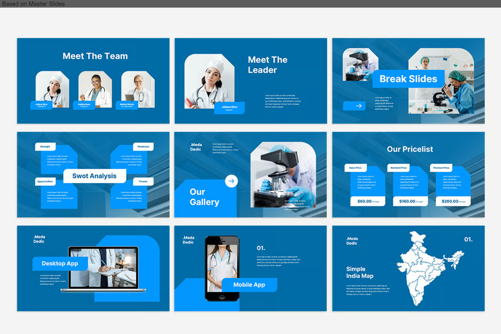 专业医疗幻灯片创意高端设计可编辑现代商务PPT模板素材Meda - Medic Keynote-果觅网