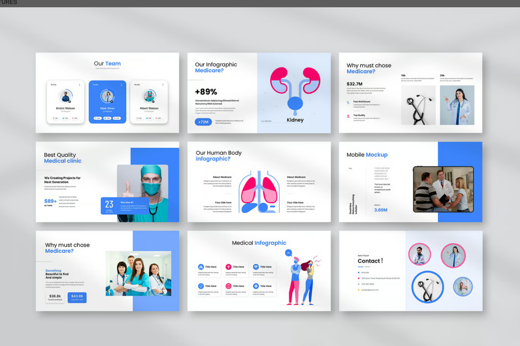 专业医疗汇报PPT模板商务学术答辩简约大气多图表可编辑素材Medical Presentation-果觅网