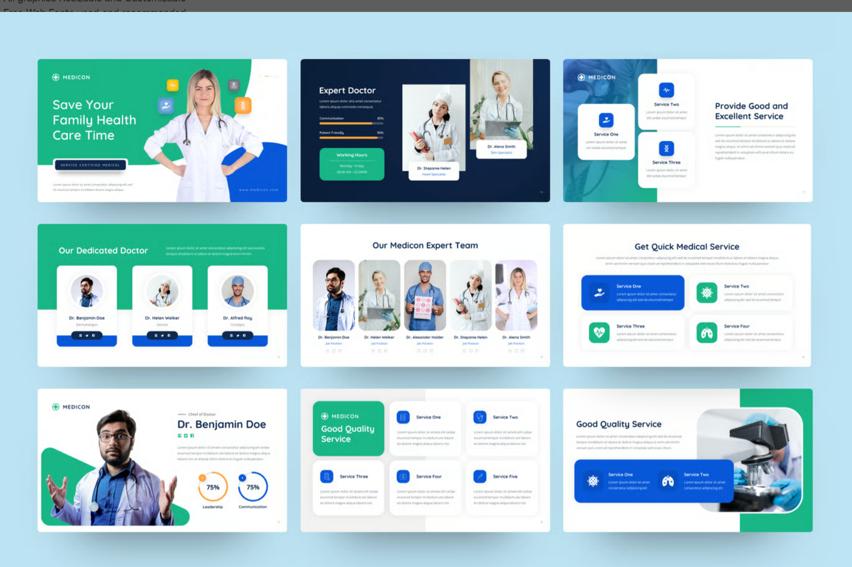医疗健康商务PPT模板高端大气专业设计可编辑医学课件素材Medicon - Medical & Healthcare PowerPoint-果觅网