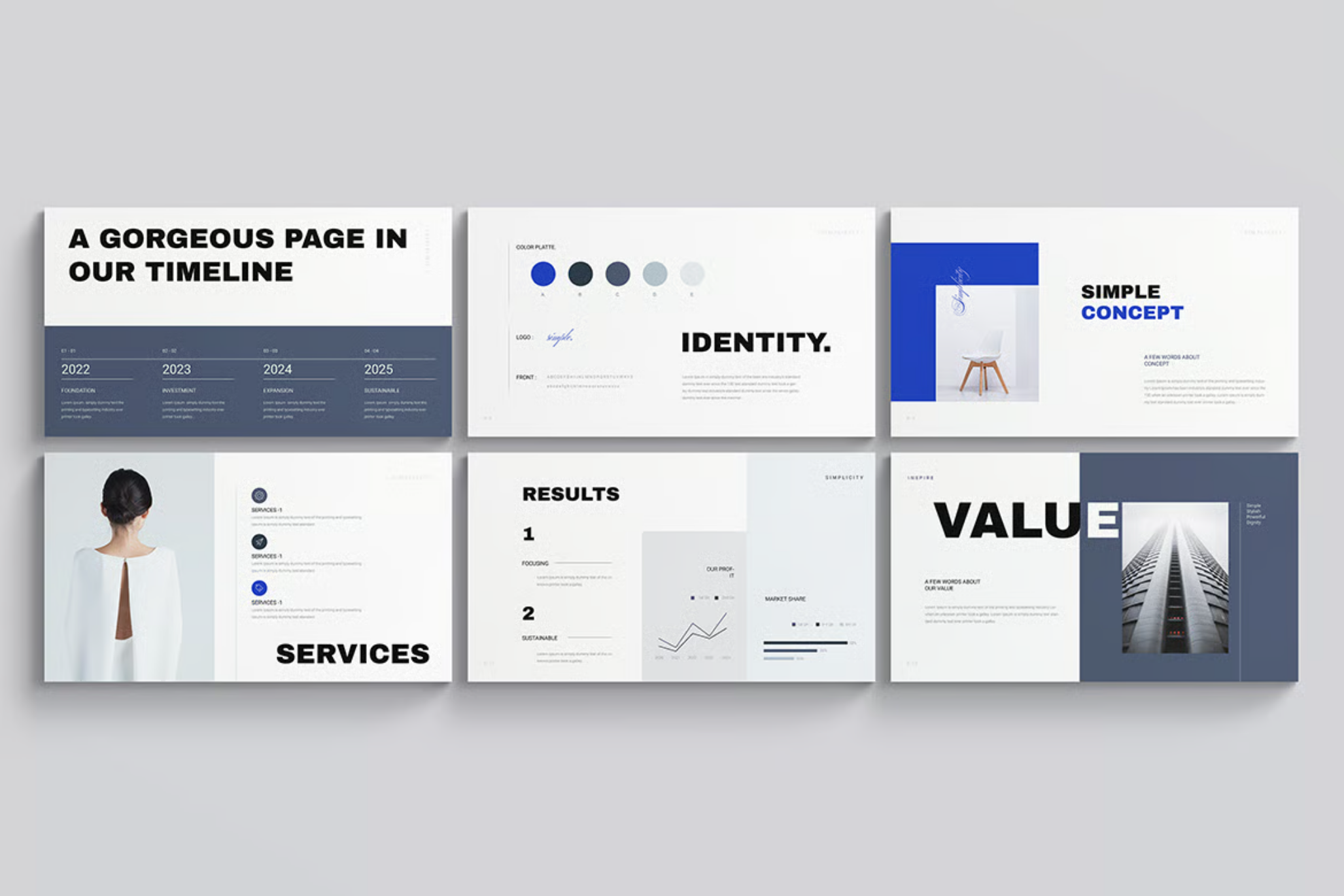 极简创意商务PPT模板38页高级感可编辑通用型扁平化设计Minimal Creative PowerPoint Presentation Template-果觅网