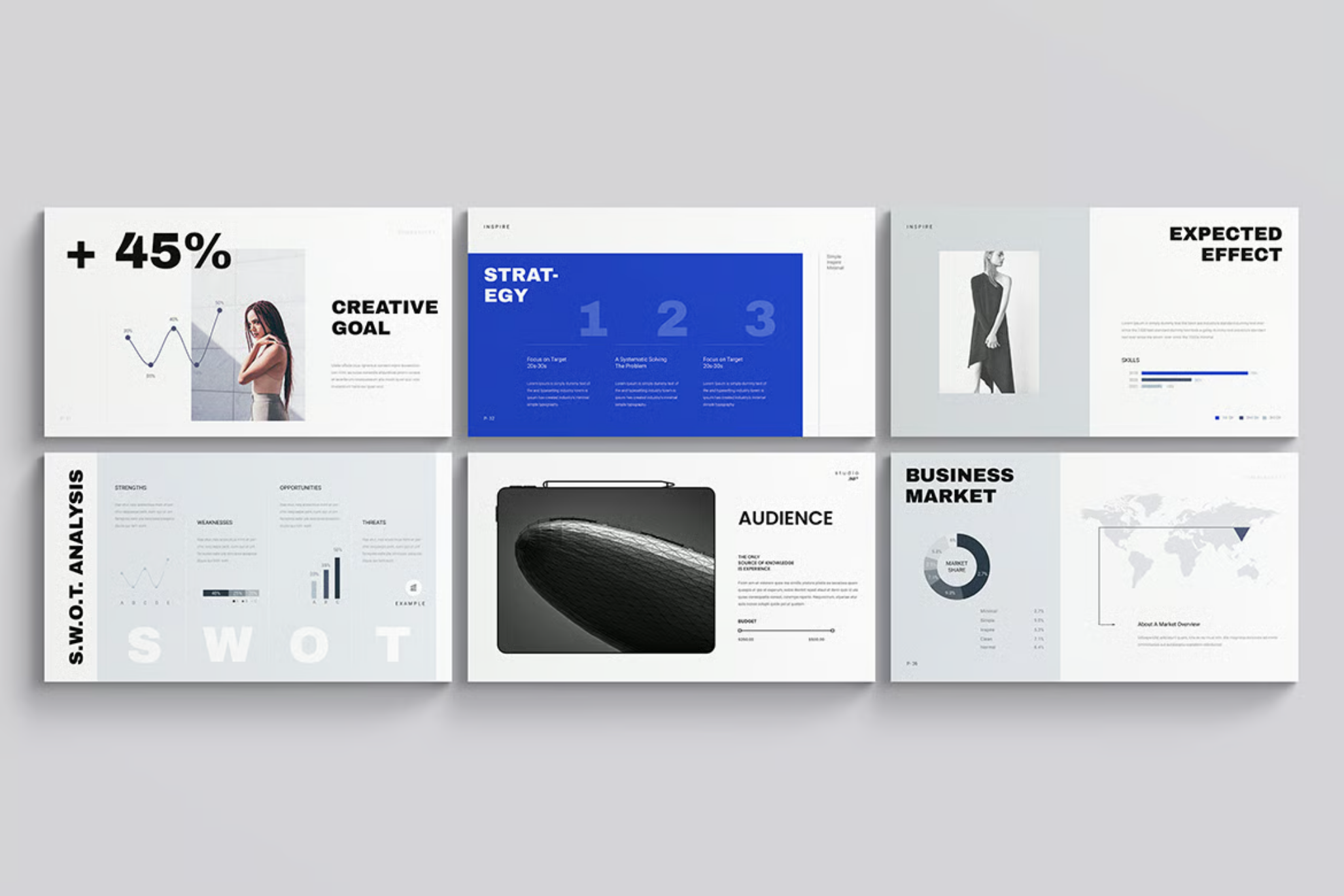 极简创意商务PPT模板38页高级感可编辑通用型扁平化设计Minimal Creative PowerPoint Presentation Template-果觅网