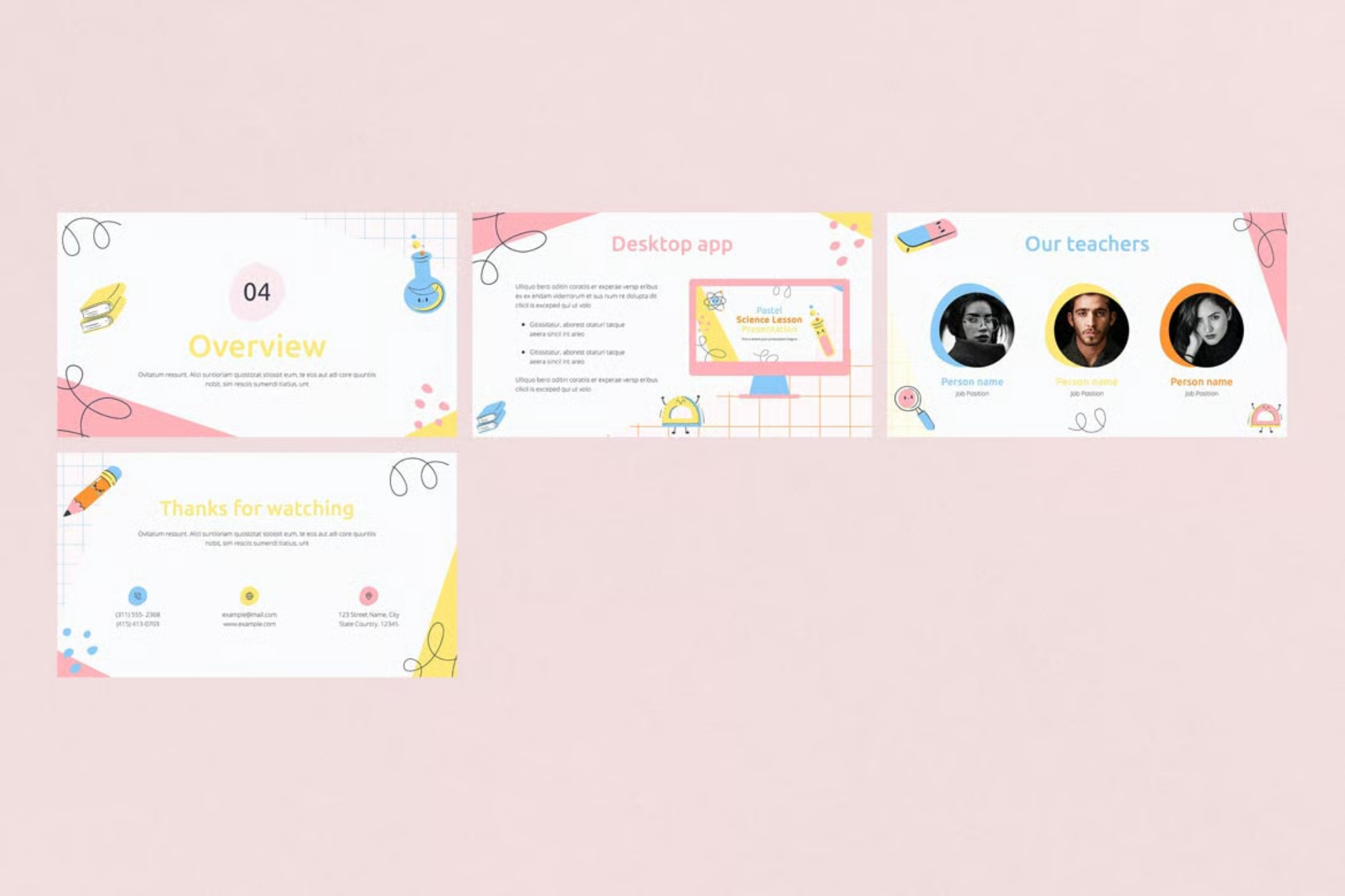 淡彩科技风创意商务PPT模板多场景可编辑演示文稿企业汇报学术答辩通用Pastel Science Lesson PowerPoint Presentation-果觅网