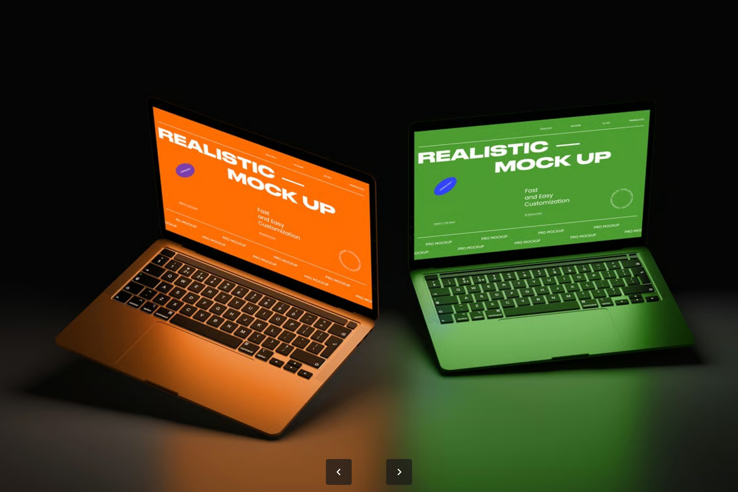 G7516 双屏笔记本电脑样机高分辨率4K超清智能对象专业级设计展示真实光影多场景适用创意必备Dual Laptop Mockup with Colorful Screens