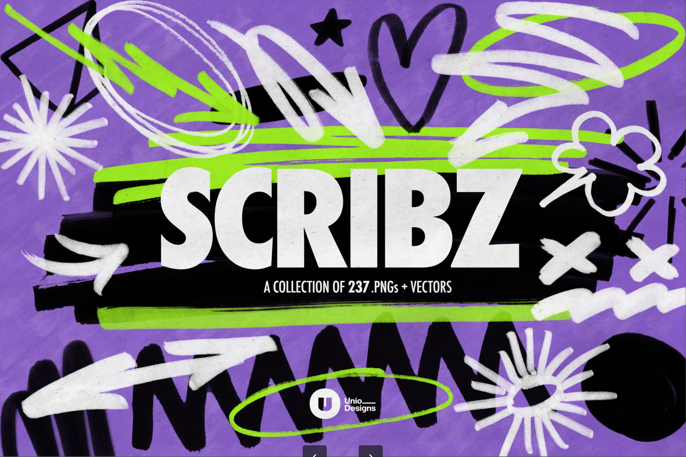 G7533 马克笔创意素材包手绘效果矢量文件透明背景PNG设计元素Scribz – Markers Kit