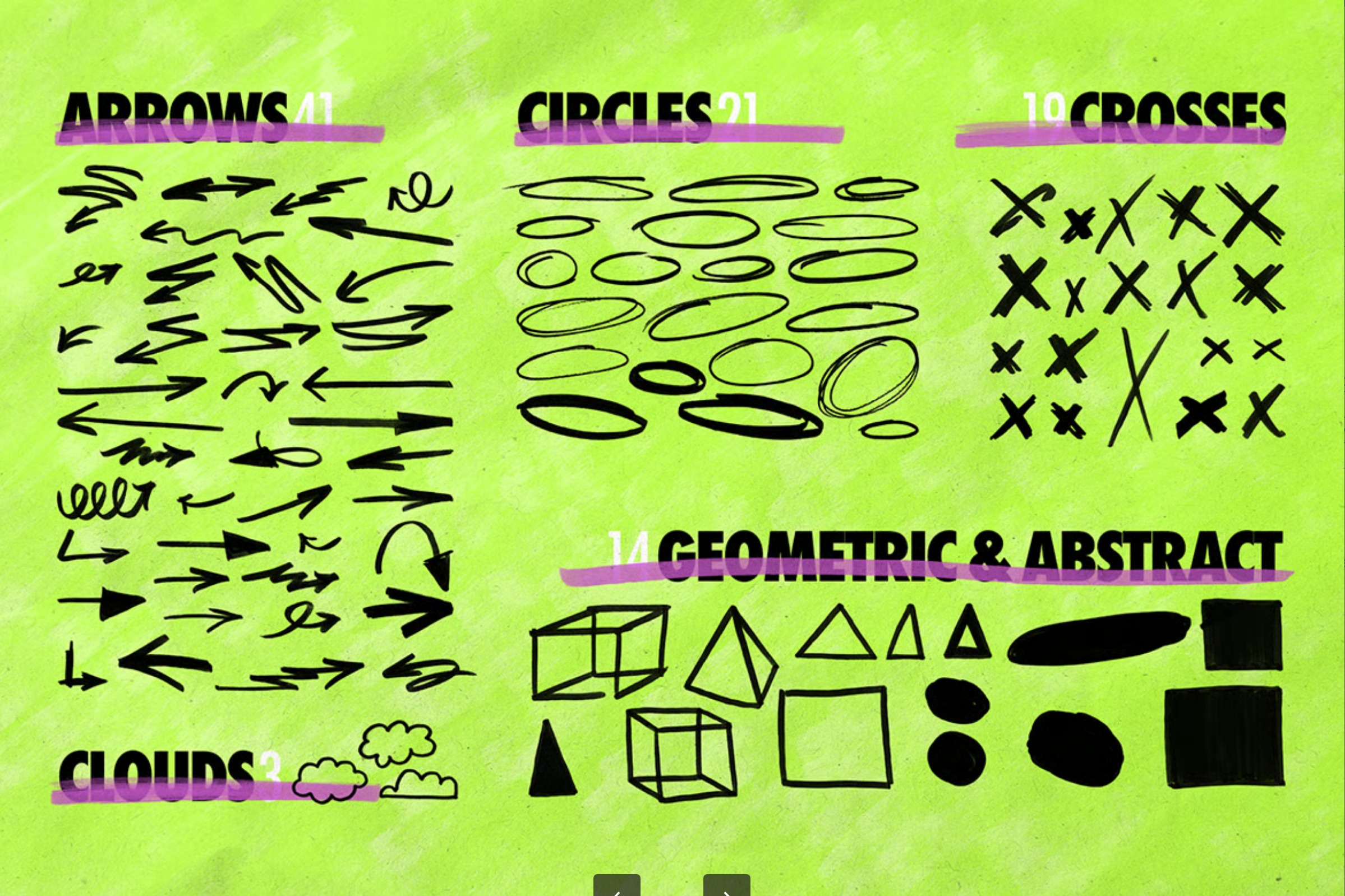 G7533 马克笔创意素材包手绘效果矢量文件透明背景PNG设计元素Scribz – Markers Kit