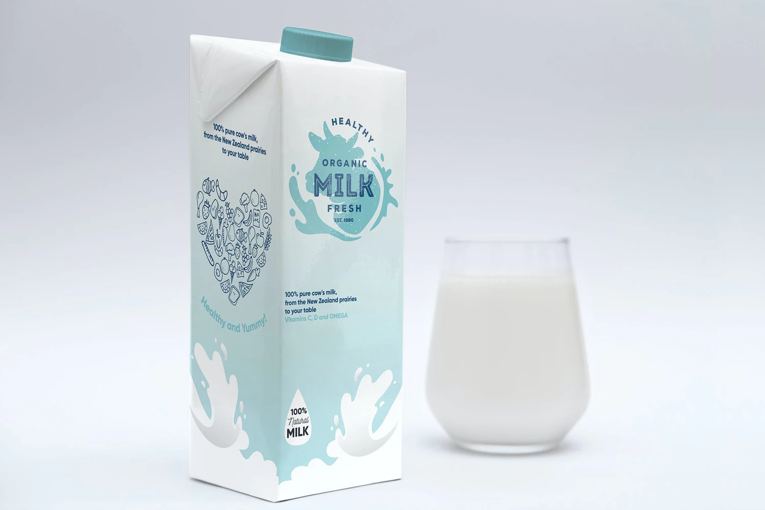 105 扭盖牛奶包装盒效果图样机 Milk Carton Mockup