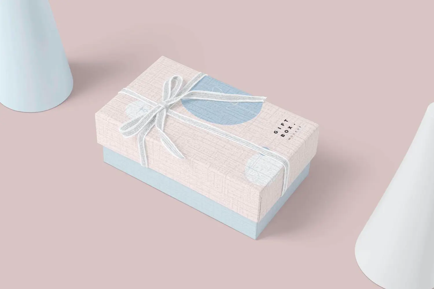 109 蝴蝶结布纹礼品盒伴手礼包装设计样机图素材 Gift Box Mockups