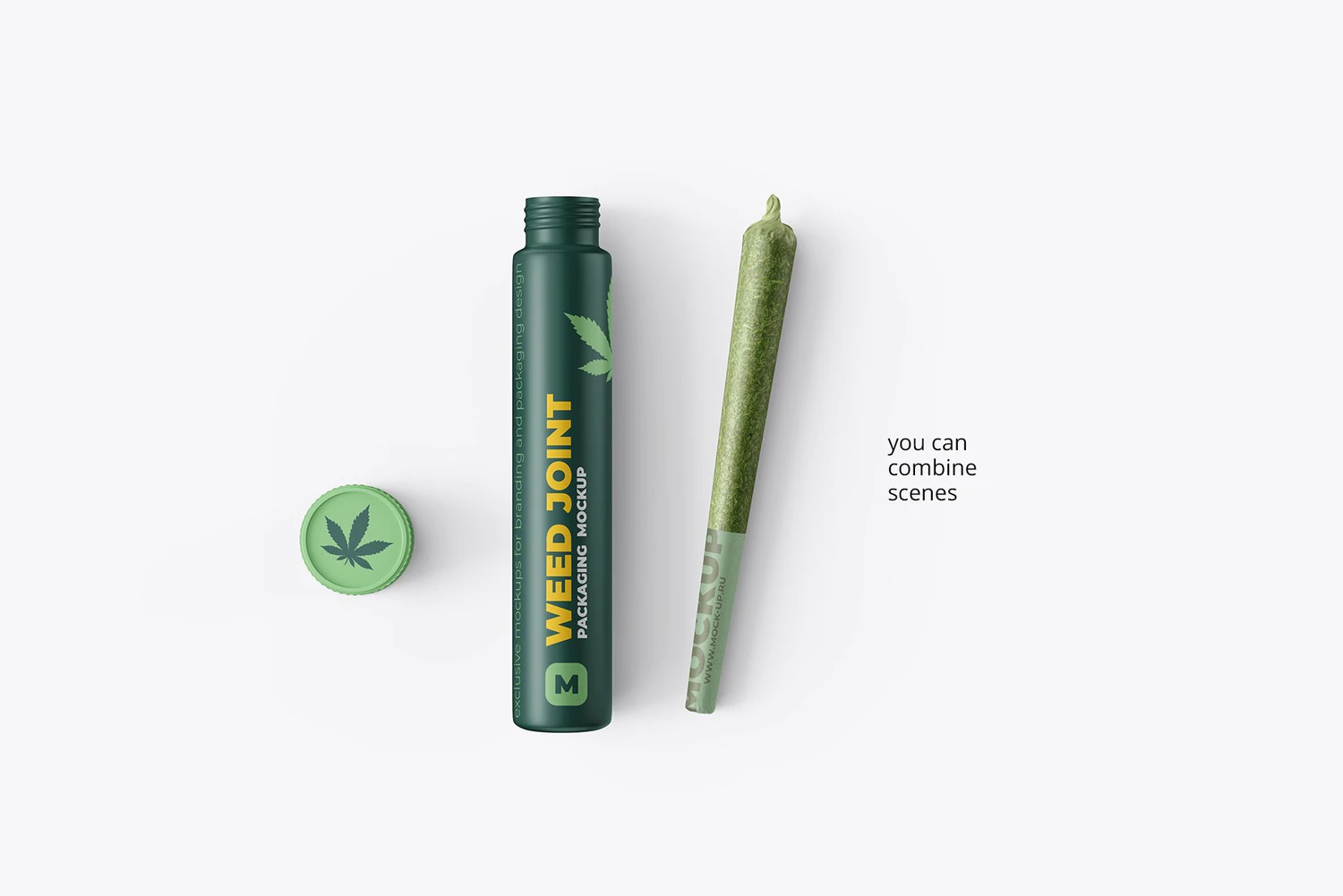 112 烟卷烟草标签包装设计样机模板Weed Joint Pre-Roll Tubes 4 PSD 4975262