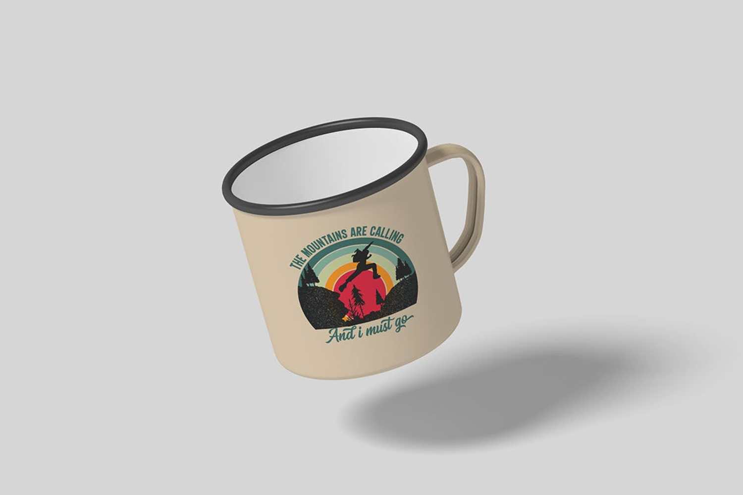 25 搪瓷杯Logo图案设计样机 Enamel mug Mockup