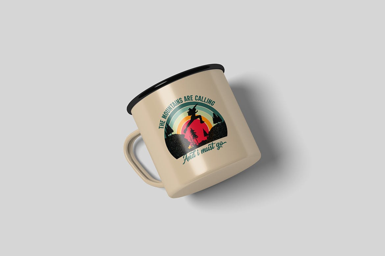 25 搪瓷杯Logo图案设计样机 Enamel mug Mockup