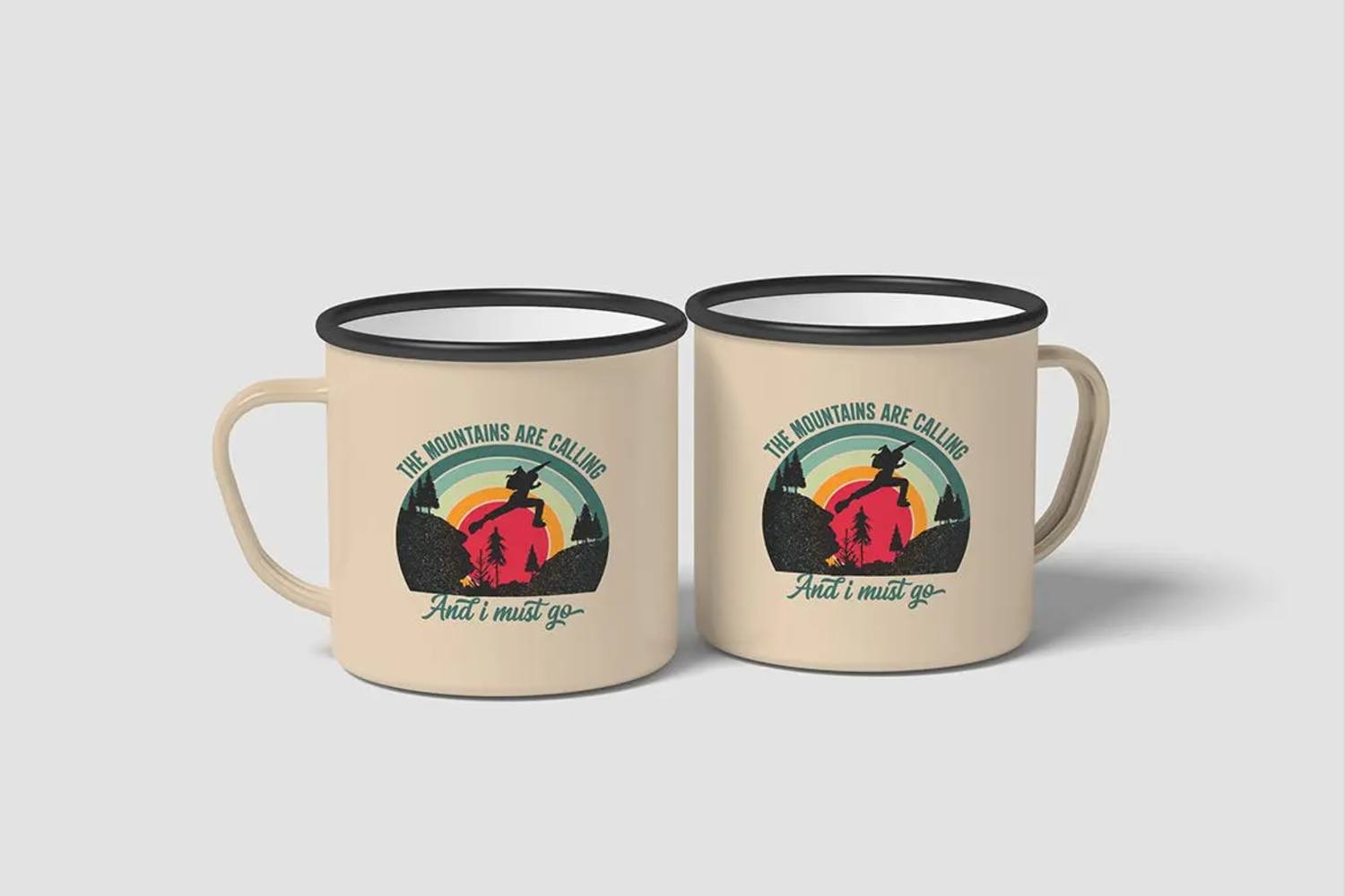 25 搪瓷杯Logo图案设计样机 Enamel mug Mockup