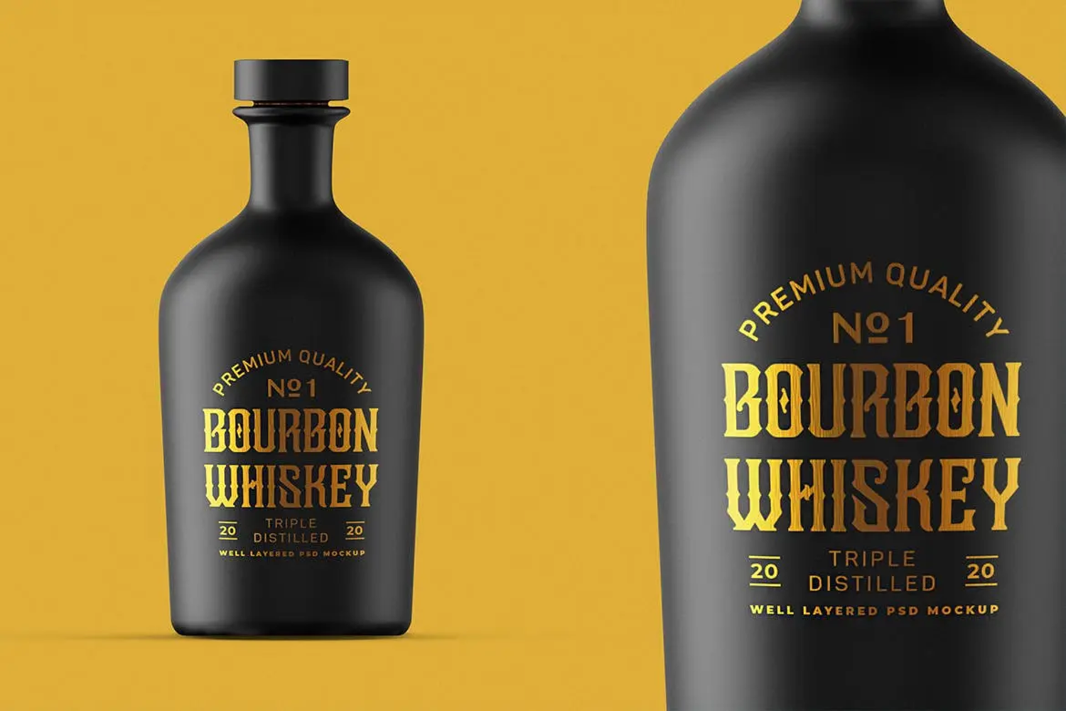 27 波本威士忌洋酒玻璃透明酒瓶样机模板 Liquor Bottle Mockup Template