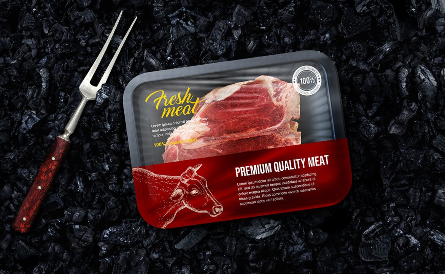 29 冷冻肉类食品包装保鲜盒设计样机 Meat Package Mockup