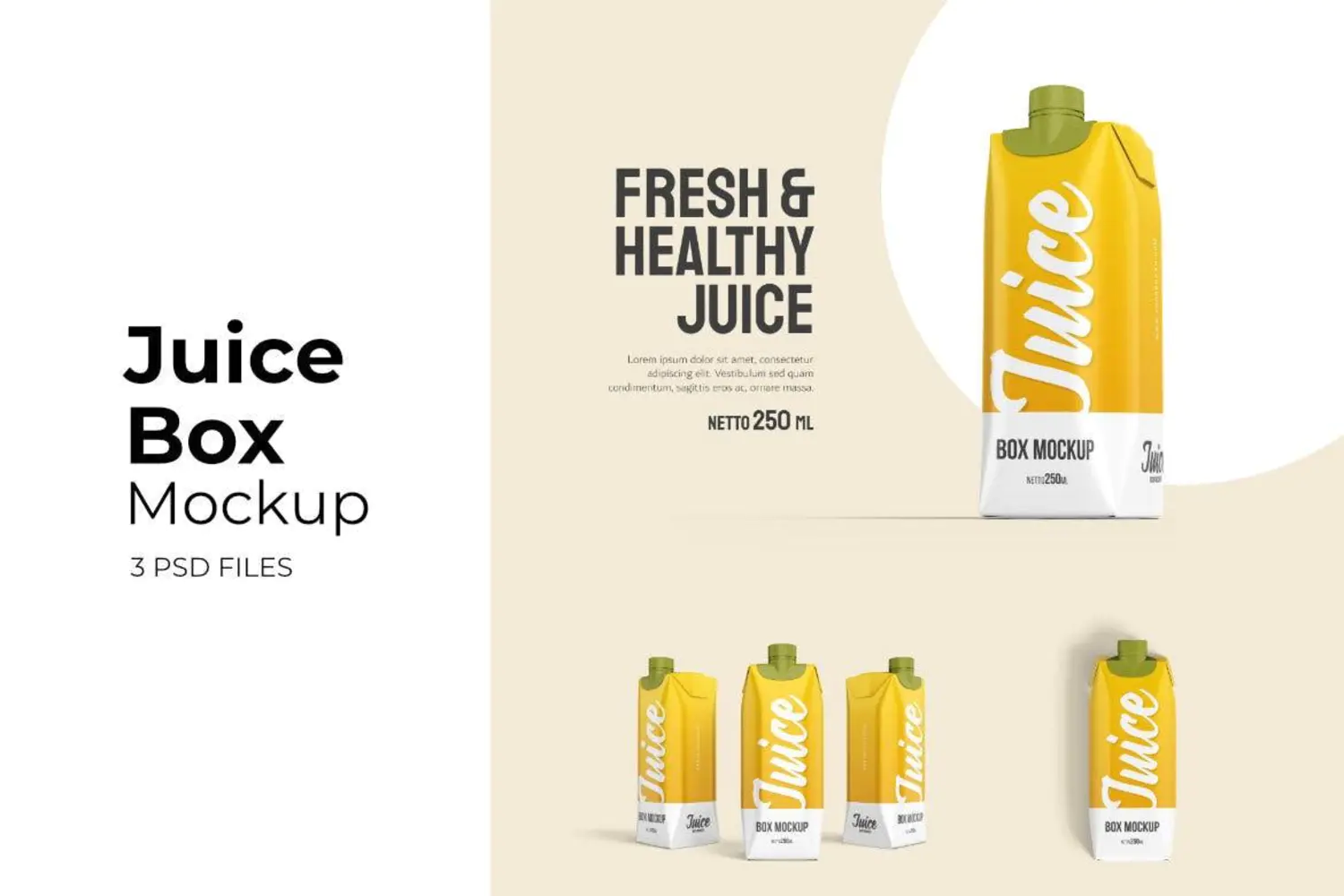 31 果汁盒瓶牛奶纸盒品牌包装设计样机 Juice Box – Mockup