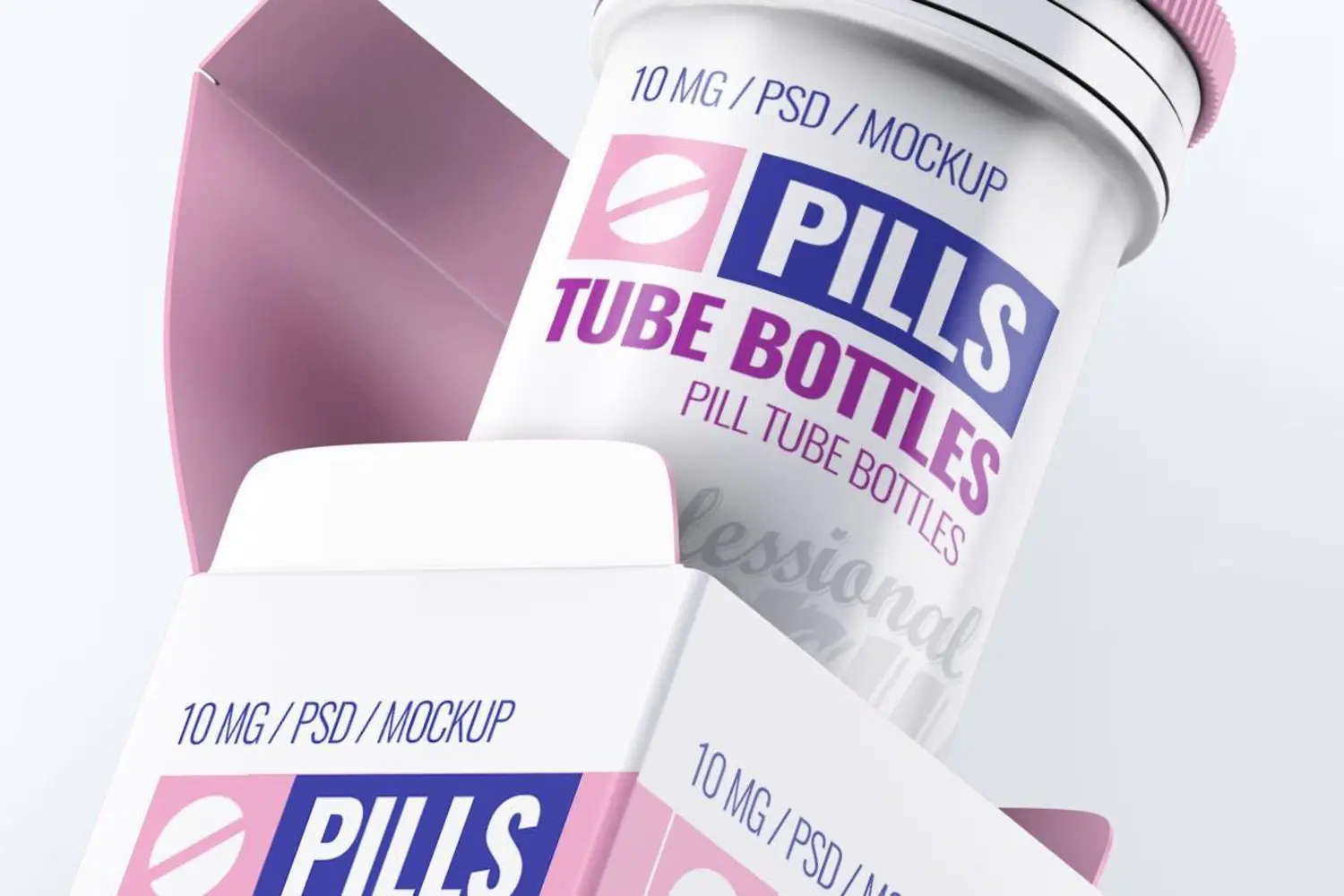 32 吃不起的医药药瓶包装盒设计样机 Pills Tube Bottles Mock-Up