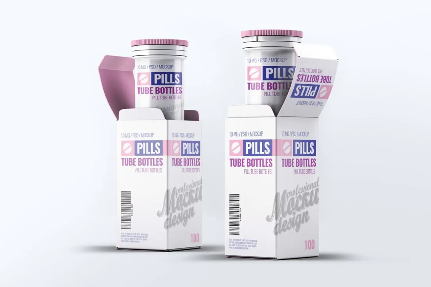 32 吃不起的医药药瓶包装盒设计样机 Pills Tube Bottles Mock-Up