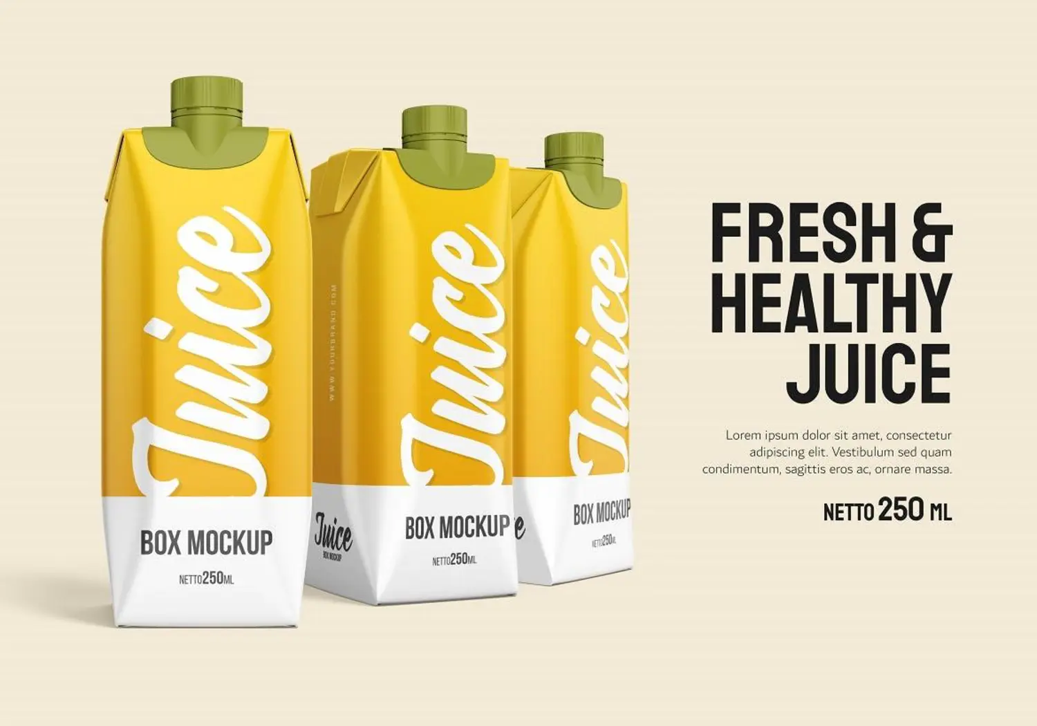 33 果汁盒瓶牛奶纸盒品牌包装设计样机v2 Juice Box – Mockup Vol