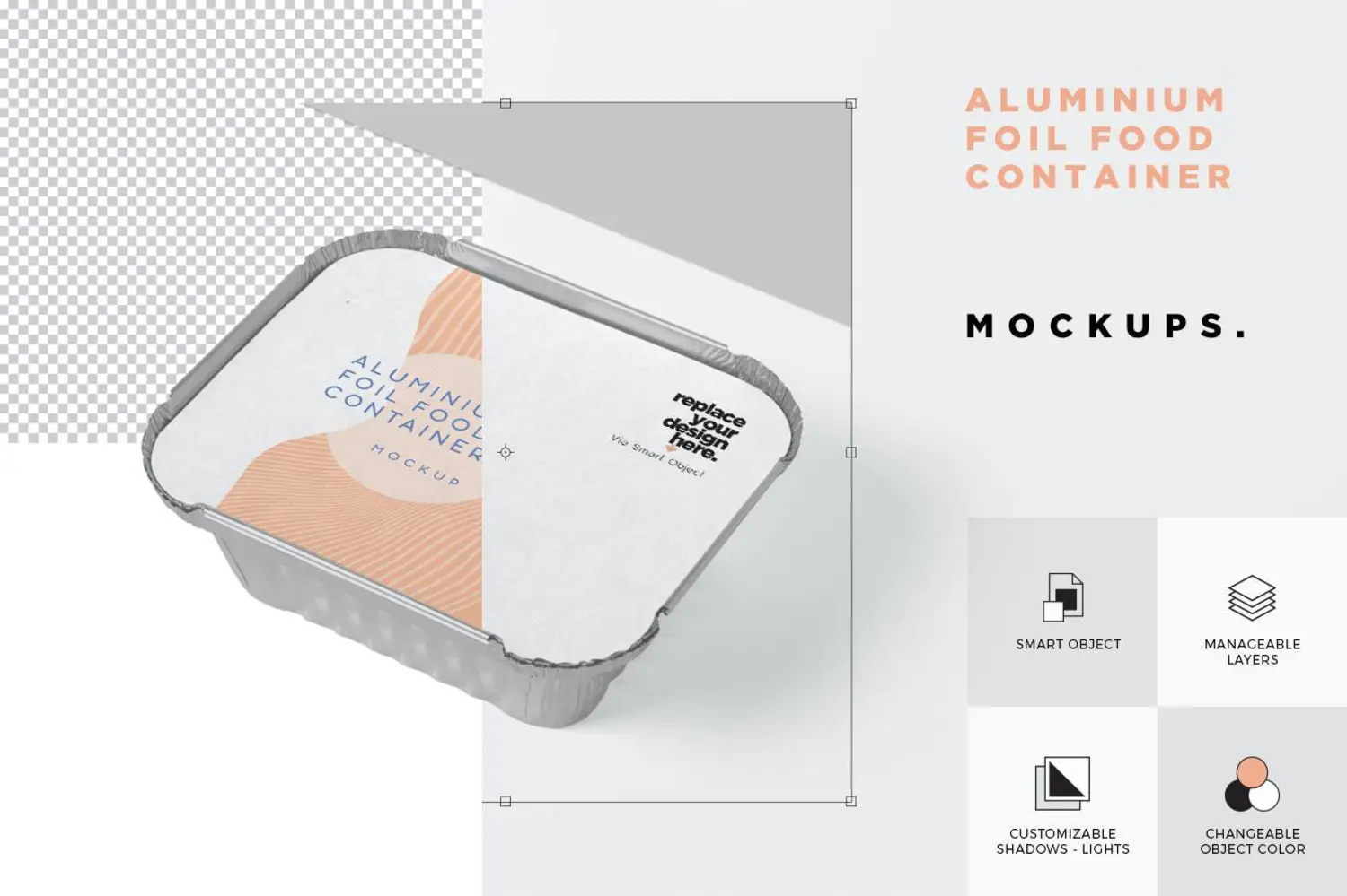 36 铝箔锡纸外卖打包一次性保温食品盒样机psd模板 Foil Food Box Mockups