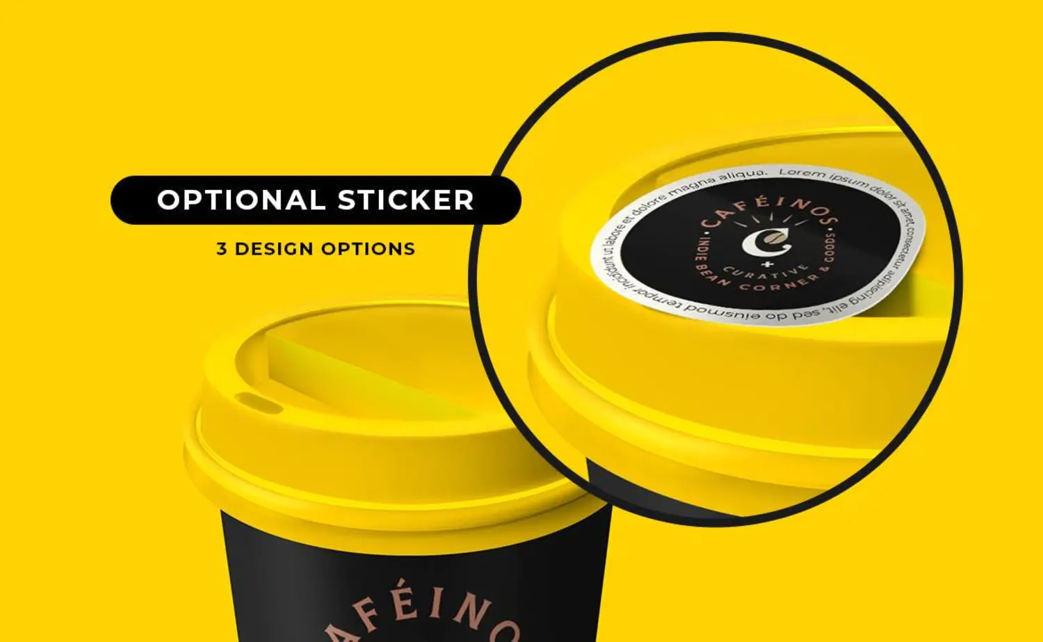 38 安全密封贴纸一次性带盖纸杯咖啡杯包装设计样机 Coffee Cup Mockup with Safety Seal Sticker
