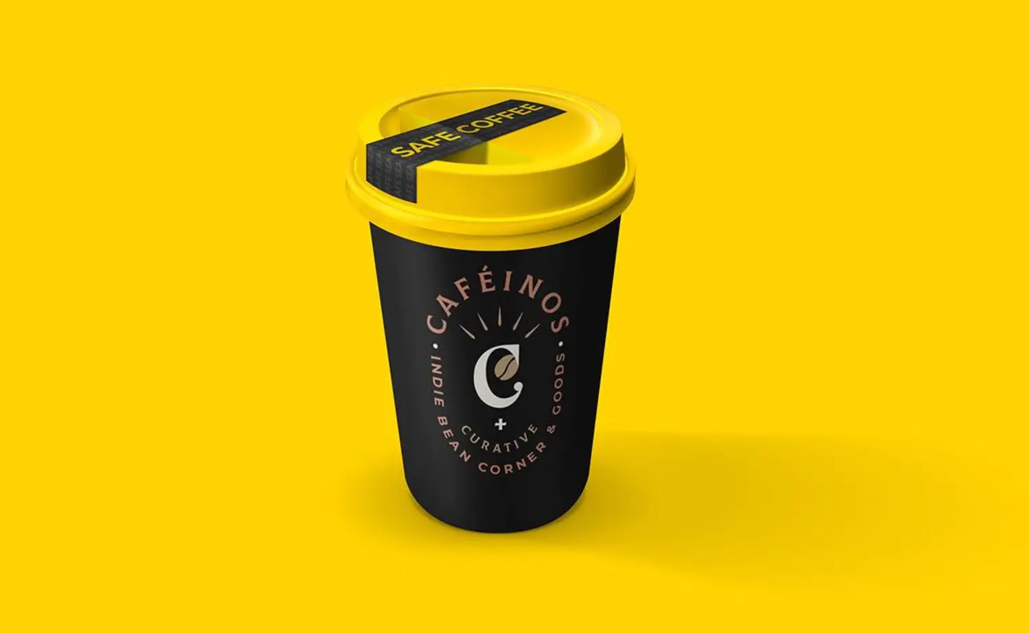 38 安全密封贴纸一次性带盖纸杯咖啡杯包装设计样机 Coffee Cup Mockup with Safety Seal Sticker